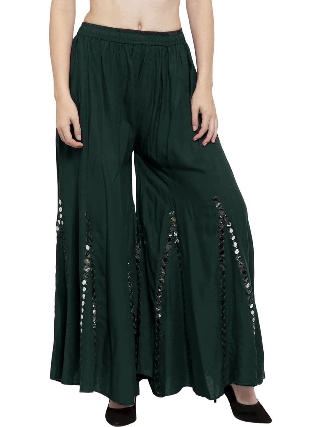 OMAYA Women Embellished Knitted Ethnic Palazzos - view 1
