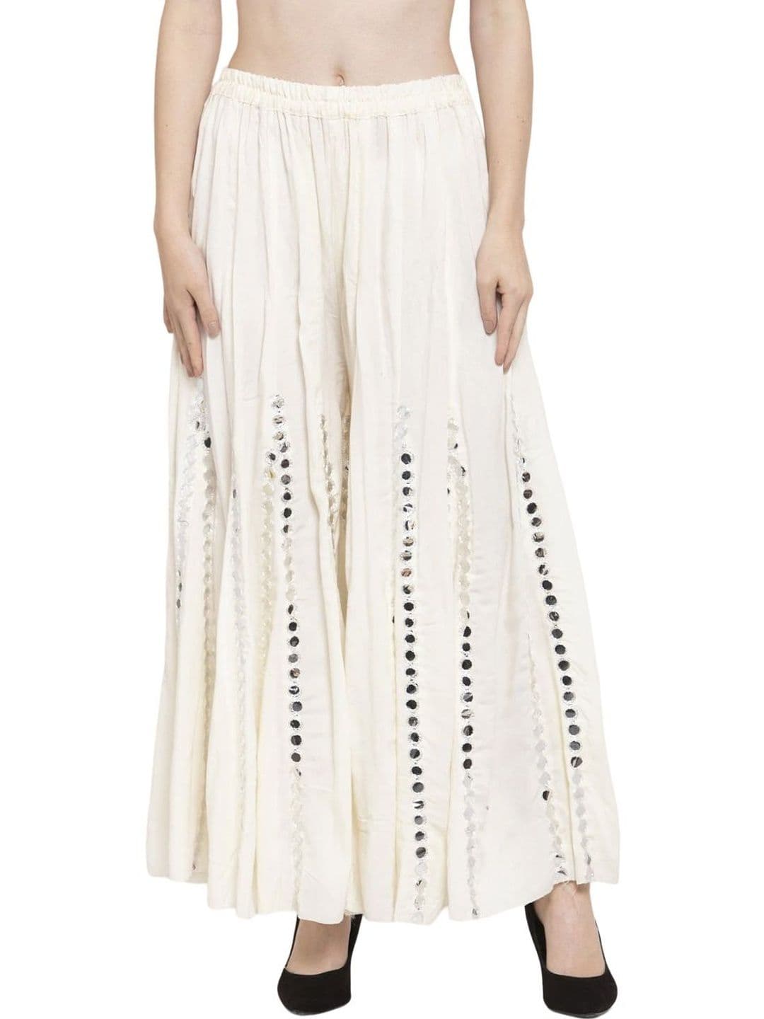 OMAYA Women Embellished Knitted Ethnic Palazzos - view 1