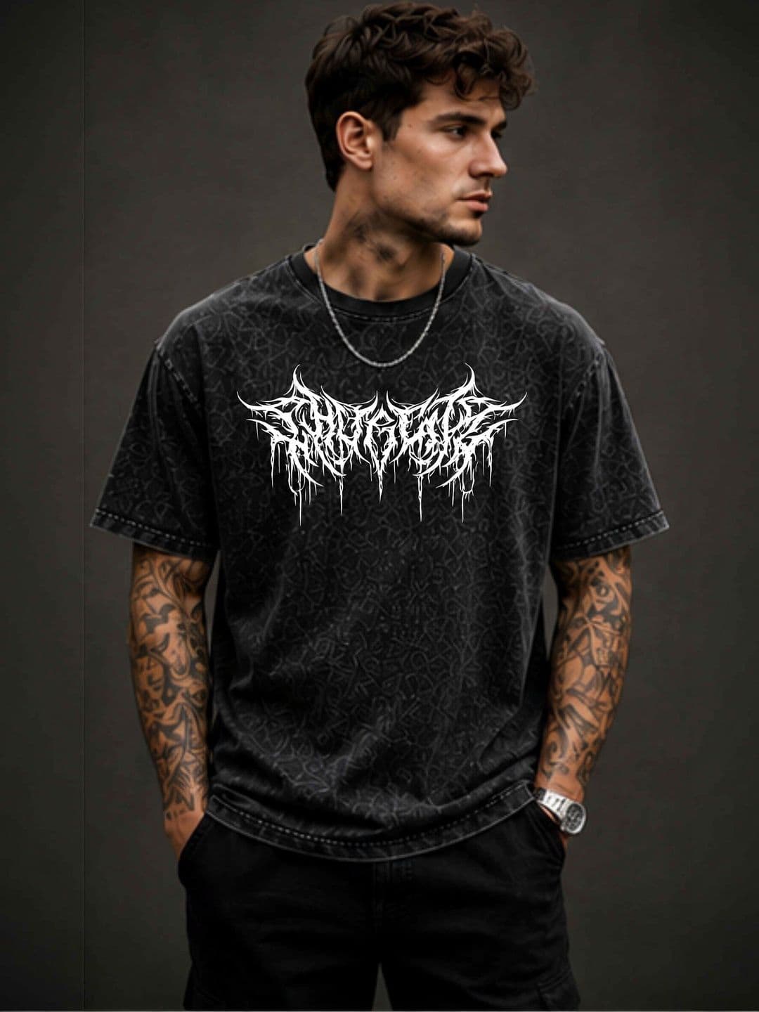 HIOR Men Printed Drop-Shoulder Sleeves T-shirt - view 1