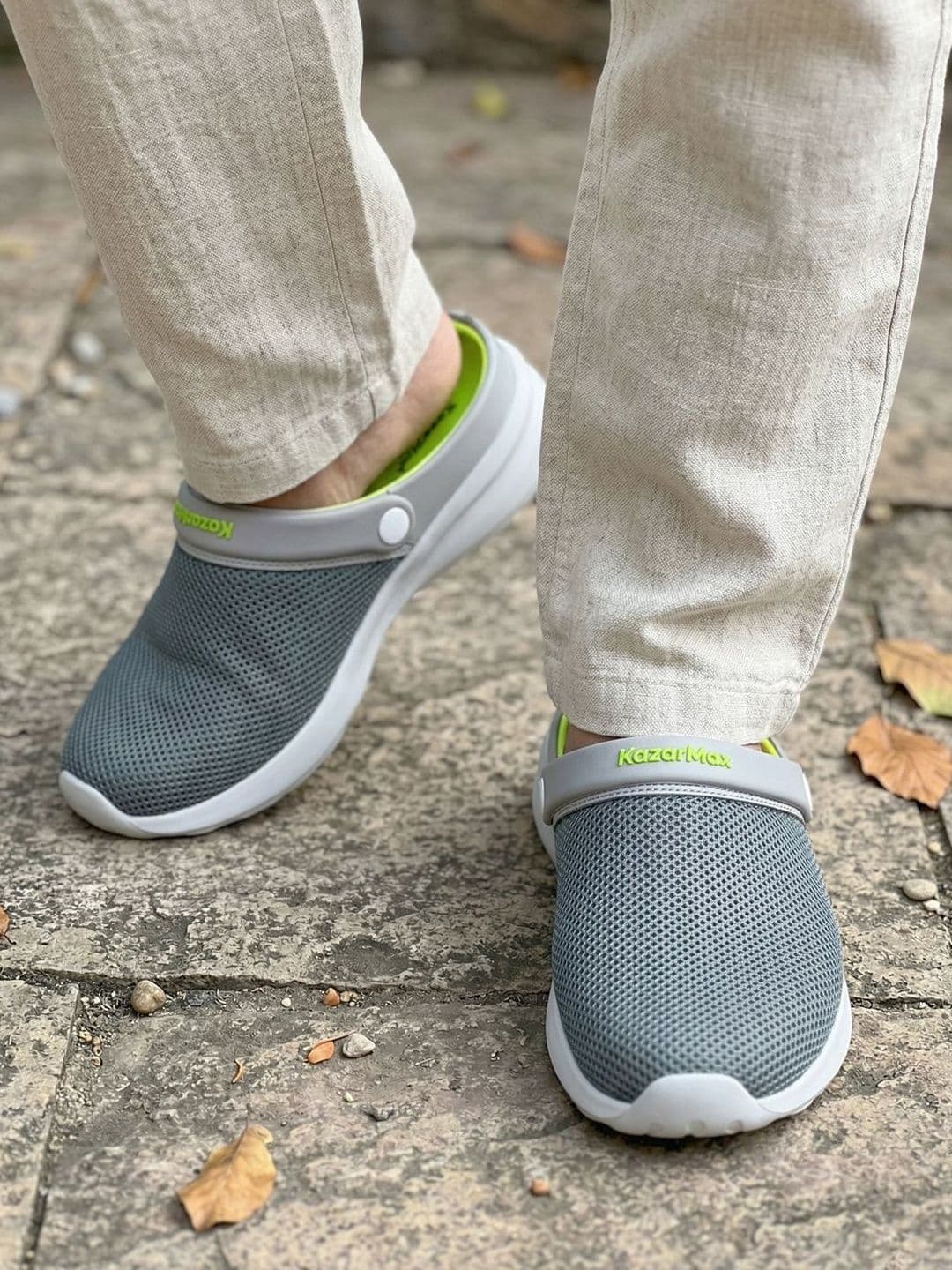 KazarMax Men Grey Mesh Comfort Fit Lightweight Clogs Sandal with Backstrap - view 1