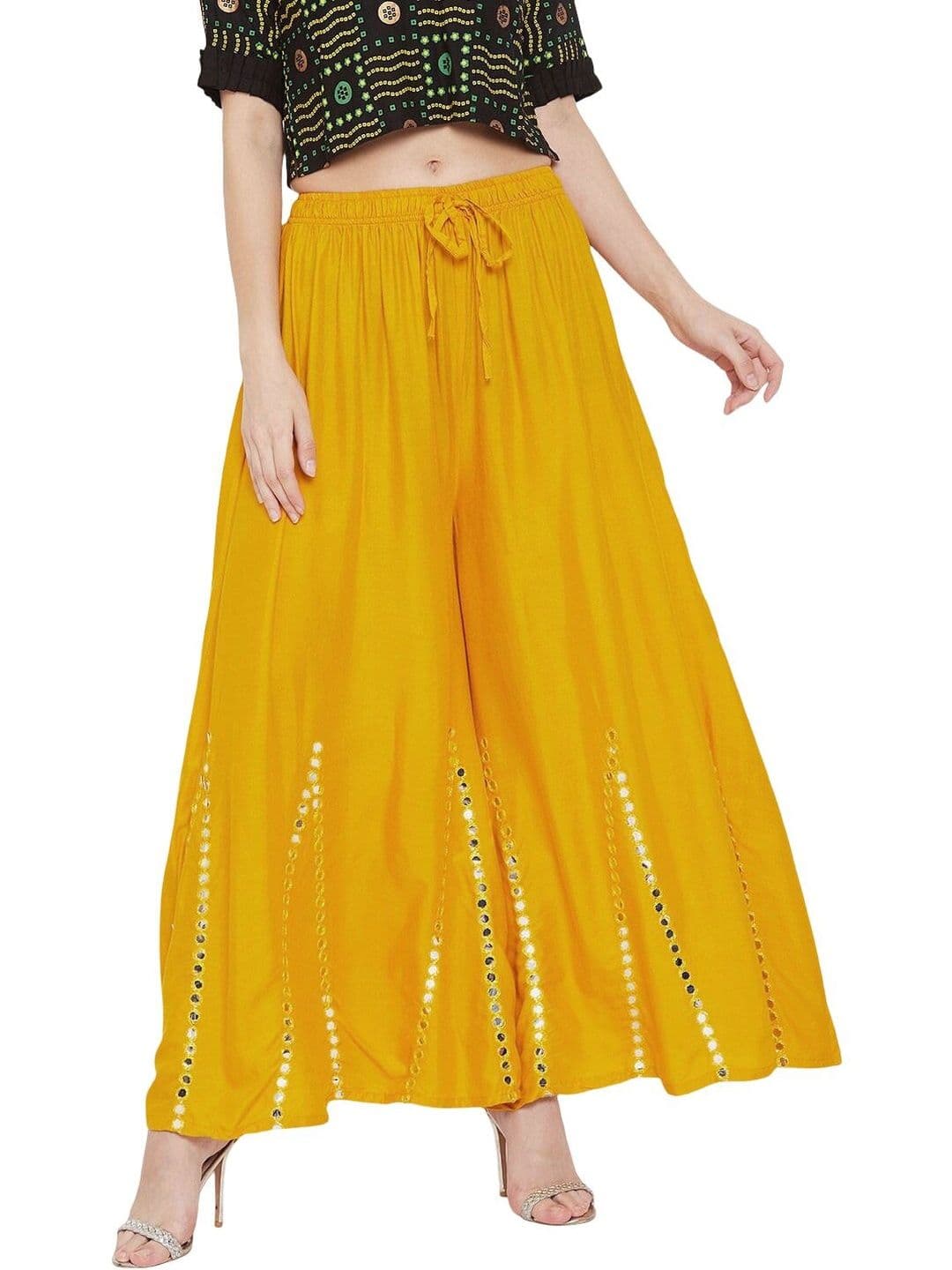 OMAYA Women Embellished Knitted Ethnic Palazzos - view 1