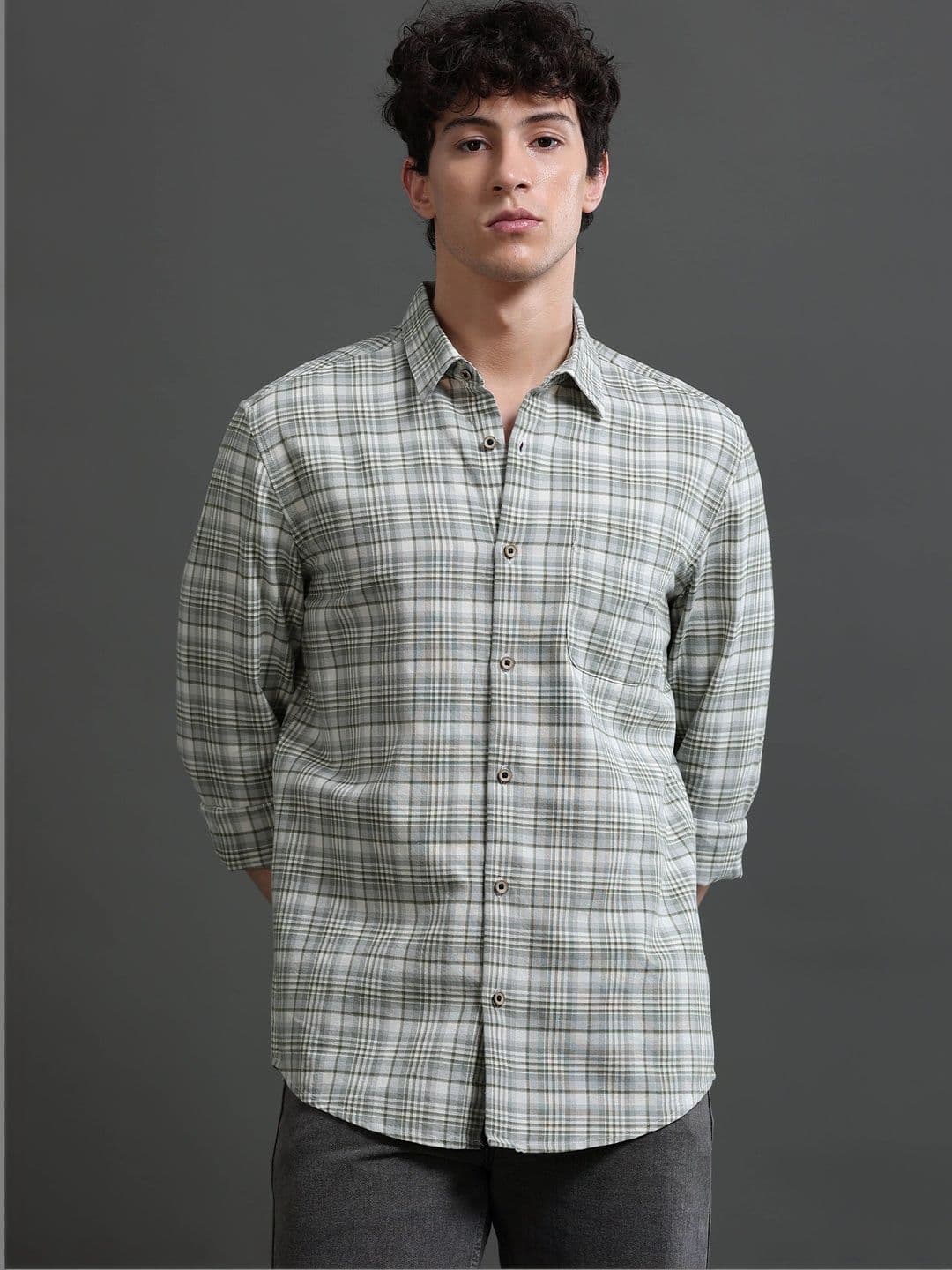 British Club Men Smart Slim Fit Checked Casual Shirt - view 1