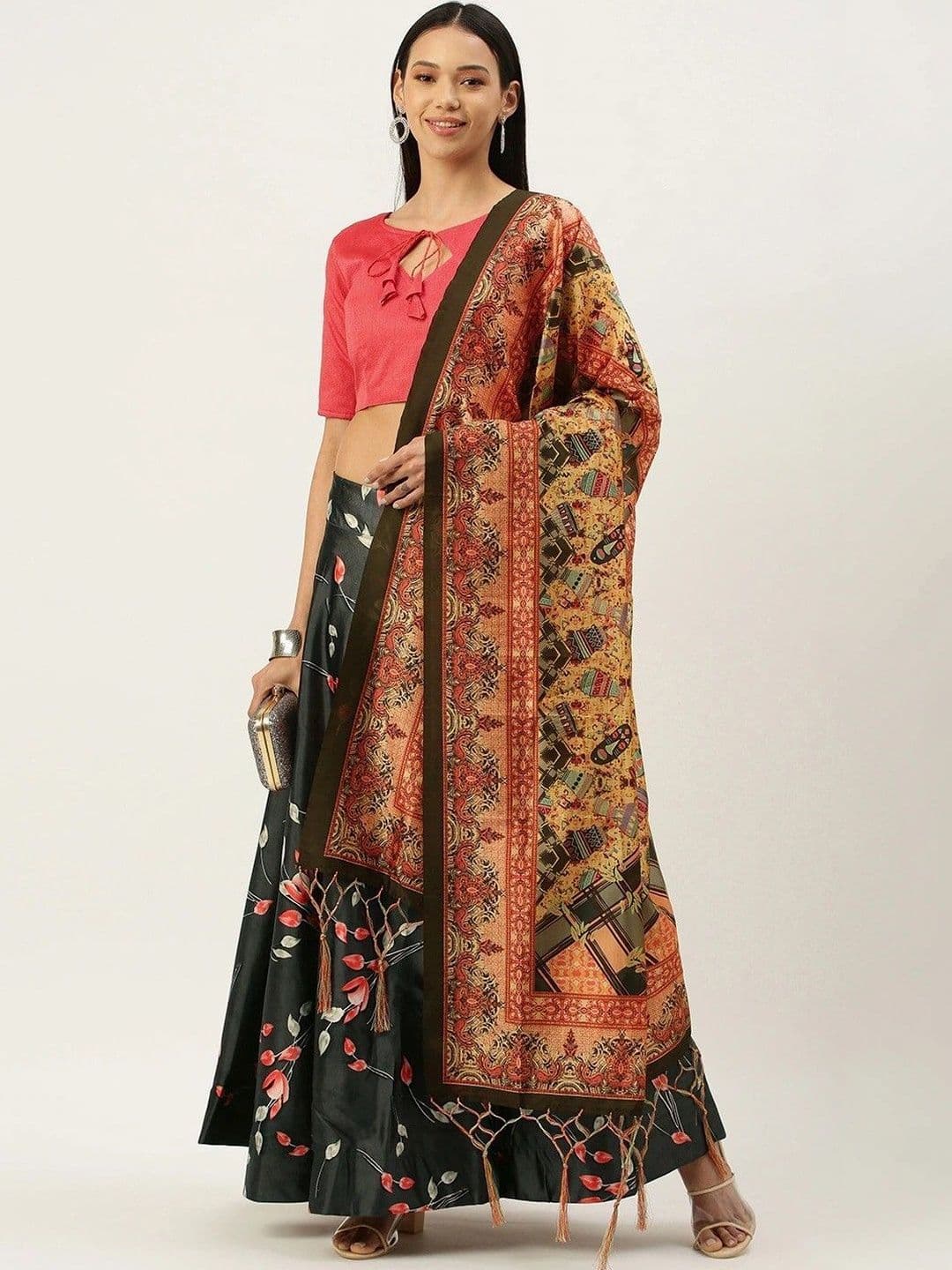 KAHIRAA WHOLETEX Semi-Stitched Lehenga & Unstitched Blouse With Dupatta - view 1