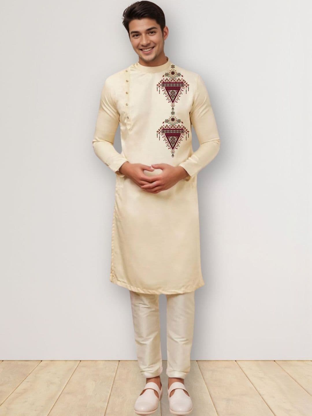 Dincharya Men Embellished Thread Work Kurta - view 1
