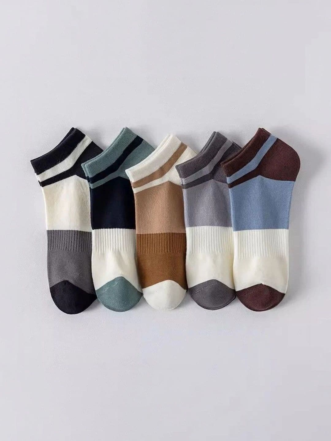 MERCEHIVE Men Pack of 5 Cotton Colourblocked Ankle Length Socks - view 1