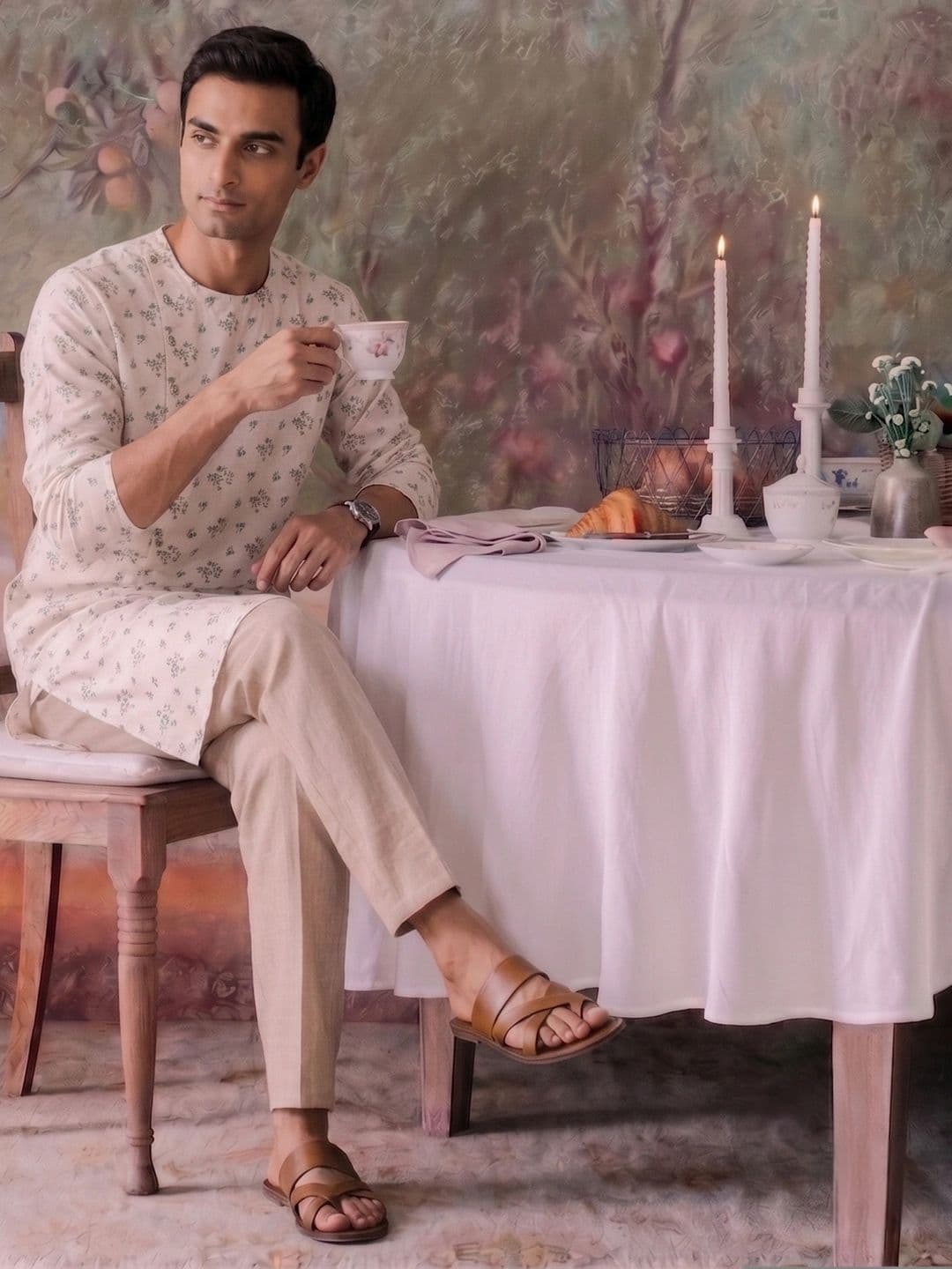 House of Pataudi Floral Printed Rozana Kurta - view 1