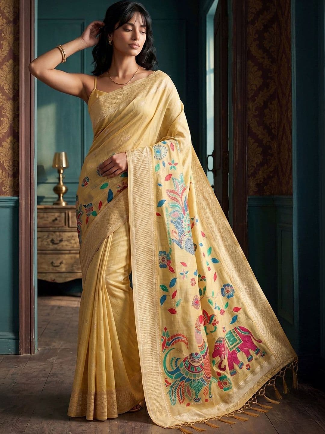 Anouk Paisley Zari Linen Blend Designer Jamdani Saree - view 1