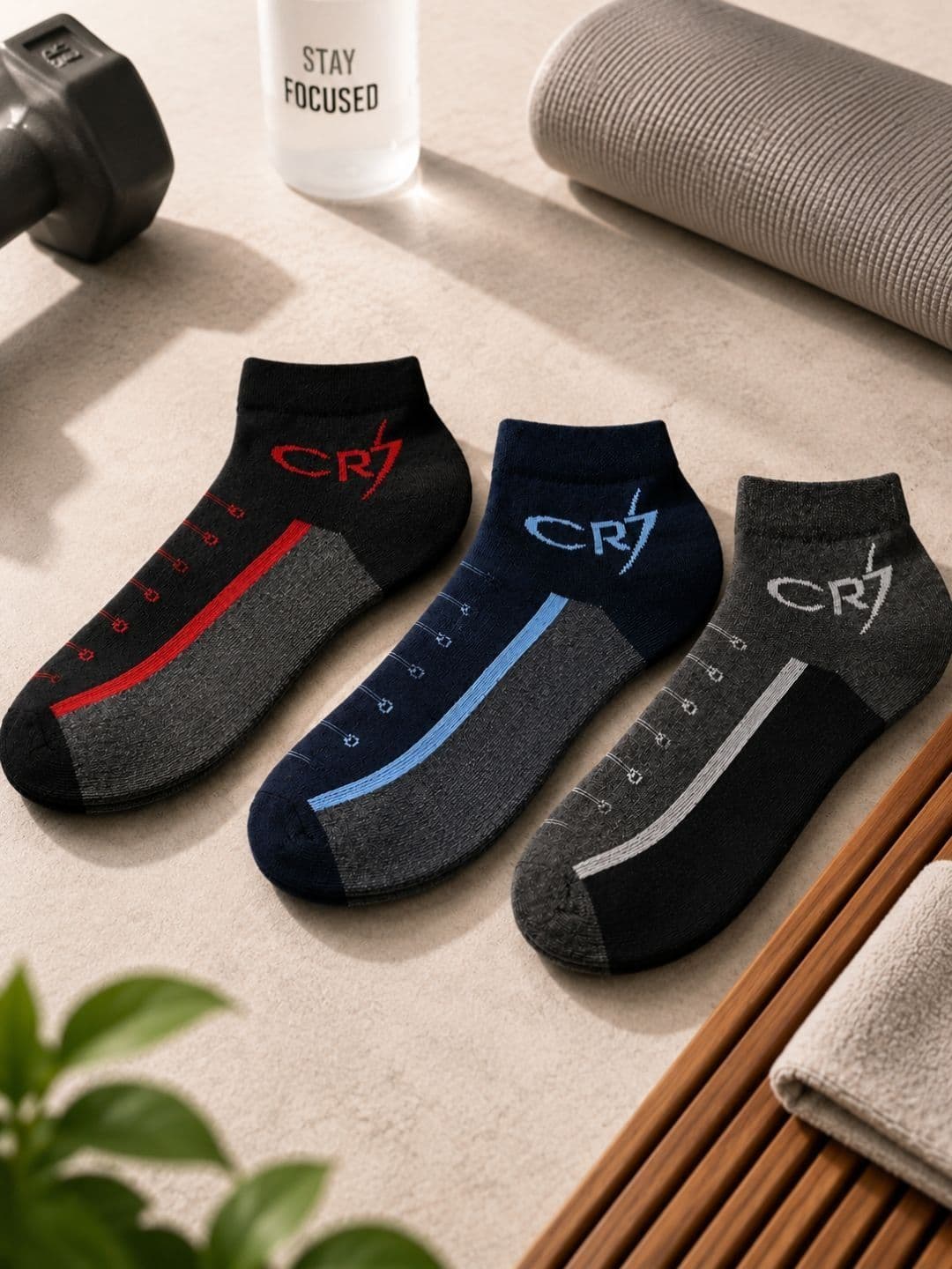 Moda Rapido Men Pack of 3 Cotton Patterned Above Ankle Socks - view 1