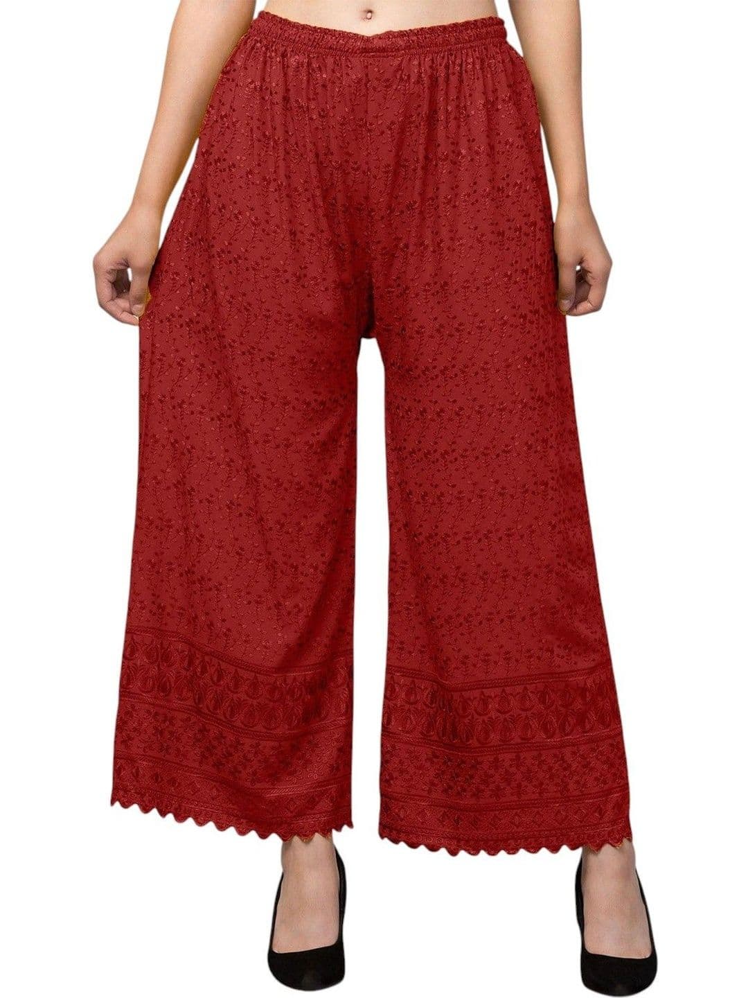 SMASUM Women Ethnic Motifs Embroidered Knitted Ethnic Palazzos - view 1