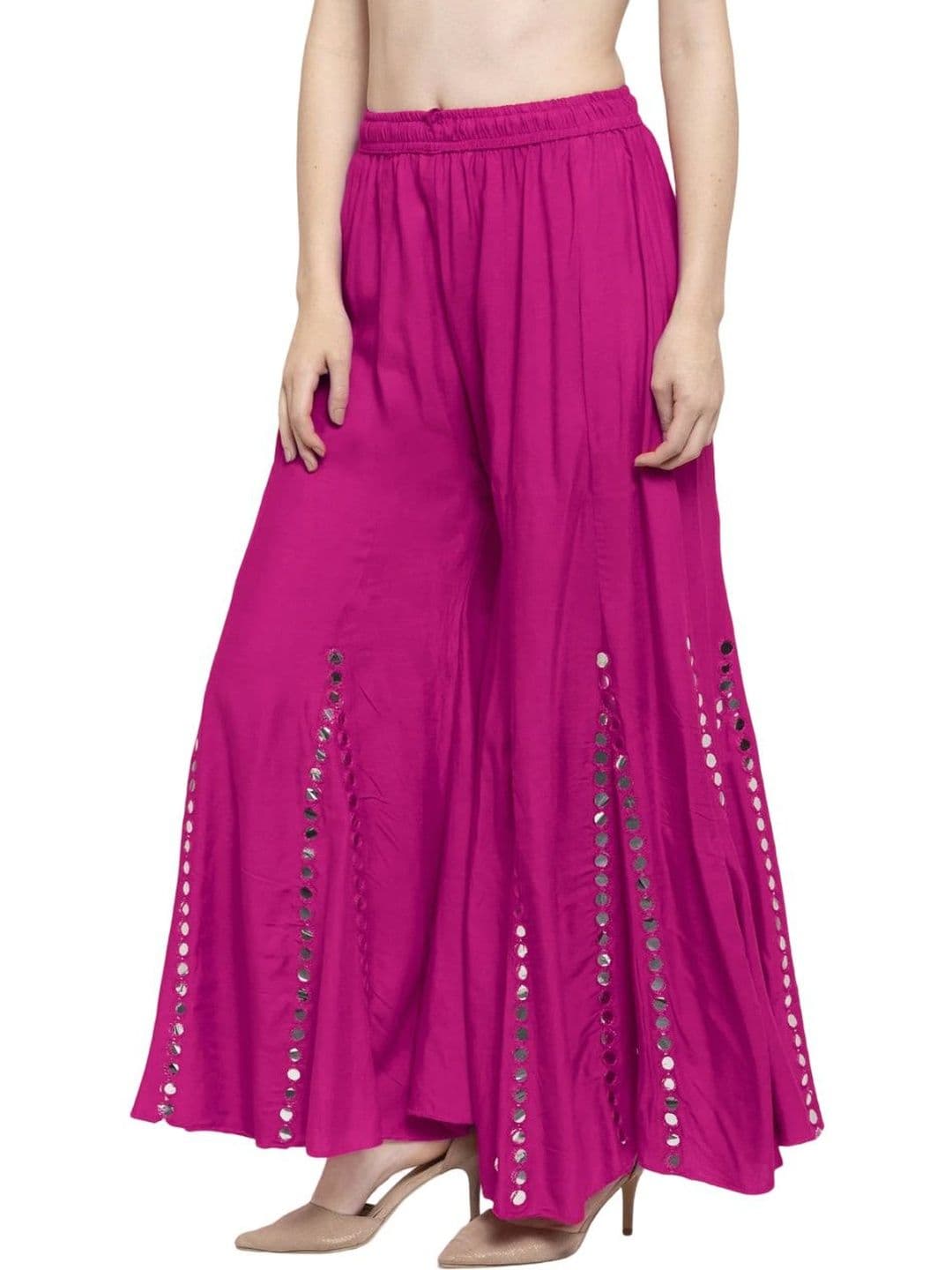 OMAYA Women Embellished Knitted Ethnic Palazzos - view 1