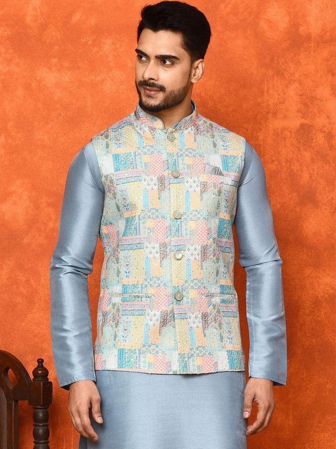 WANAS Woven Design Corduroy Nehru Jackets
