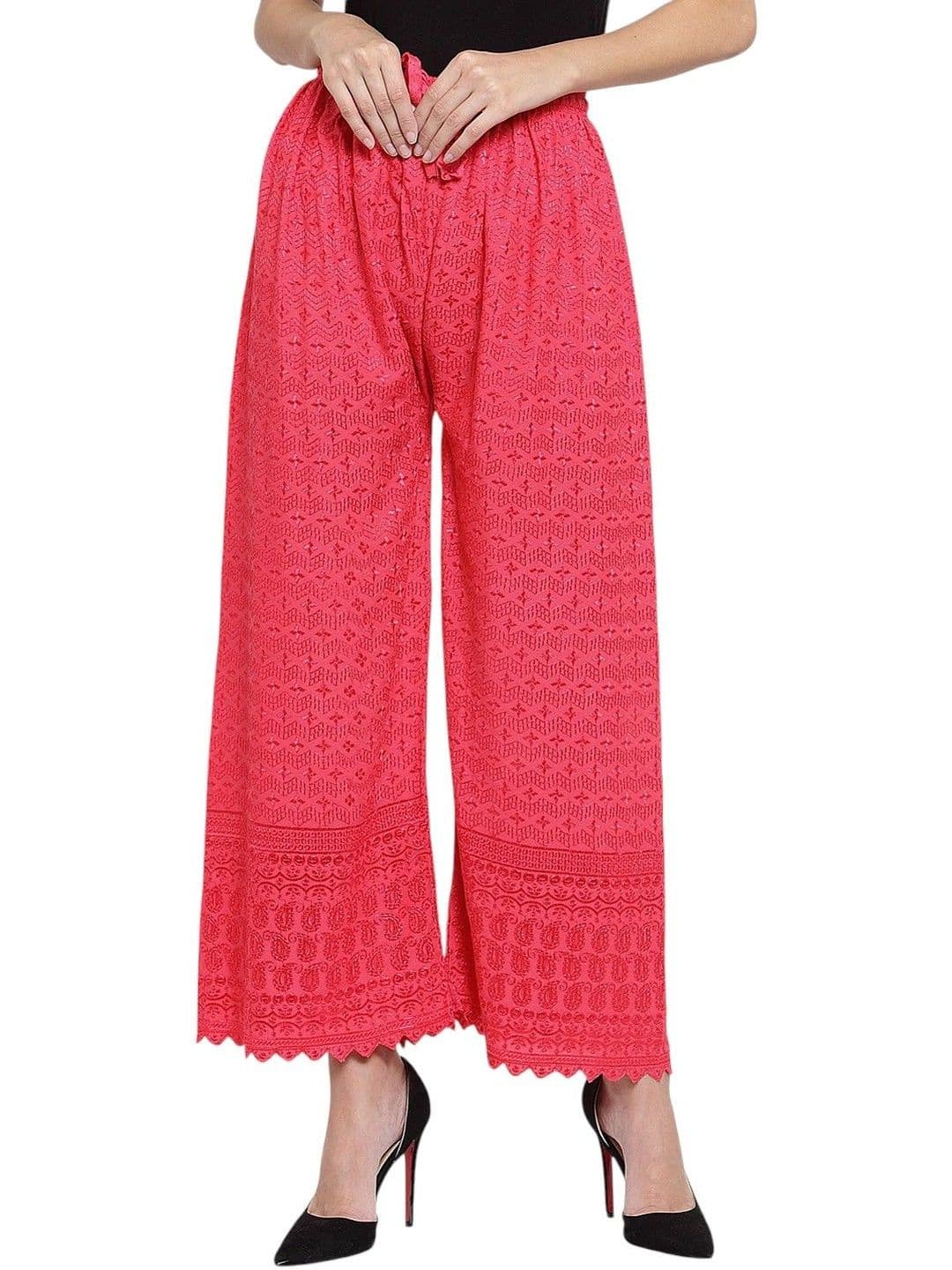 OMAYA Women Ethnic Motifs Embroidered Knitted Ethnic Palazzos - view 1