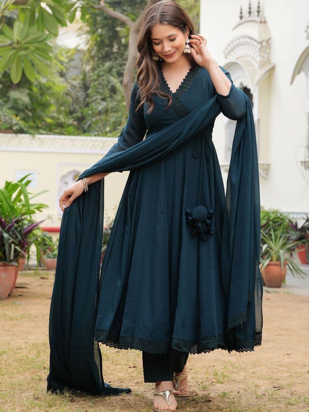ESTELA Women Angrakha Kurta with Trousers & With Dupatta - view 1