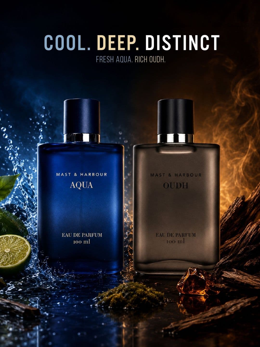 Mast & Harbour Men Aqua & Oudh Long Lasting Eau De Parfum - 100 ml Each