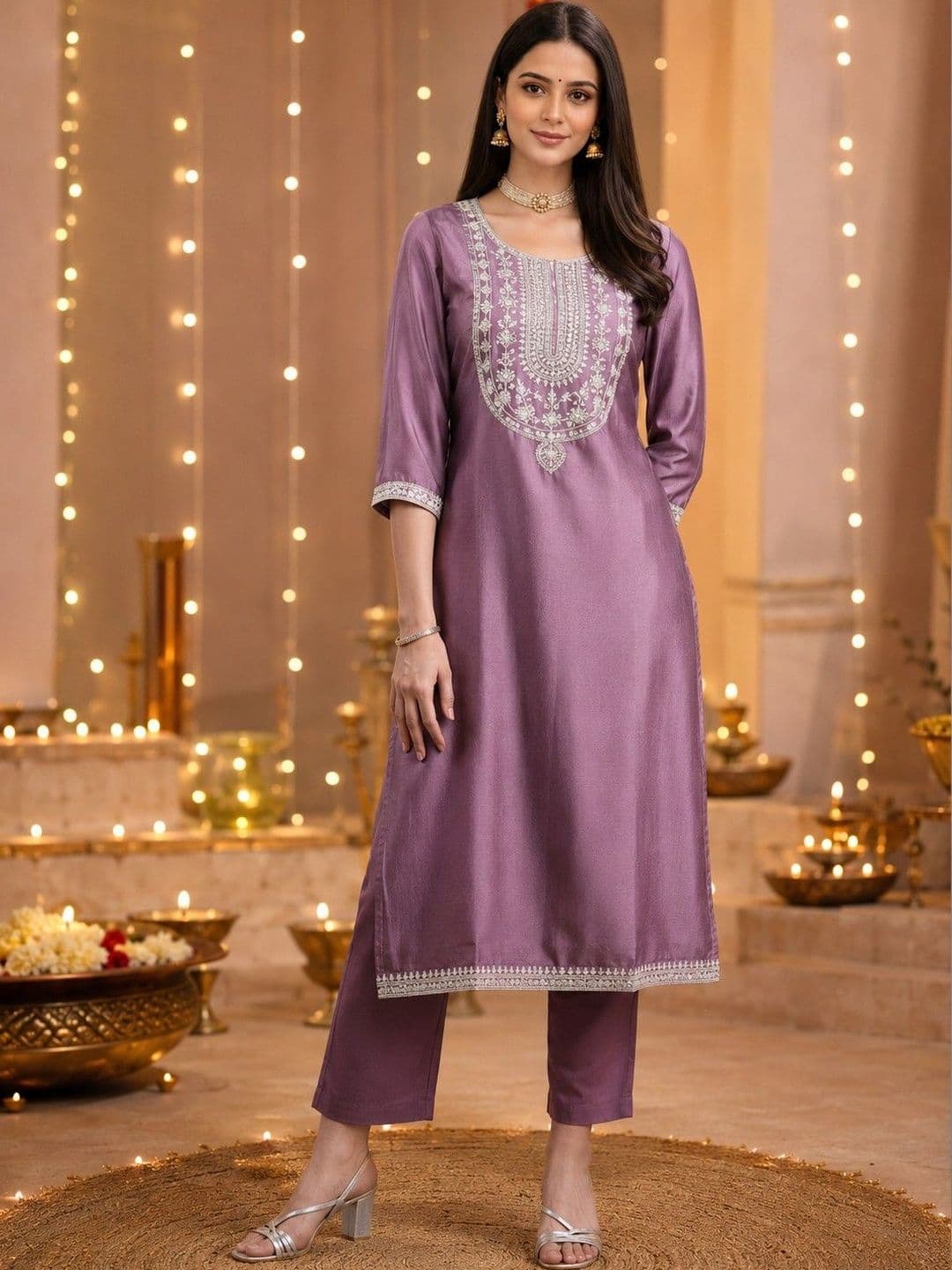 Anouk X fwd Women Ethnic Motifs Embroidered Thread Work Kurta - view 1