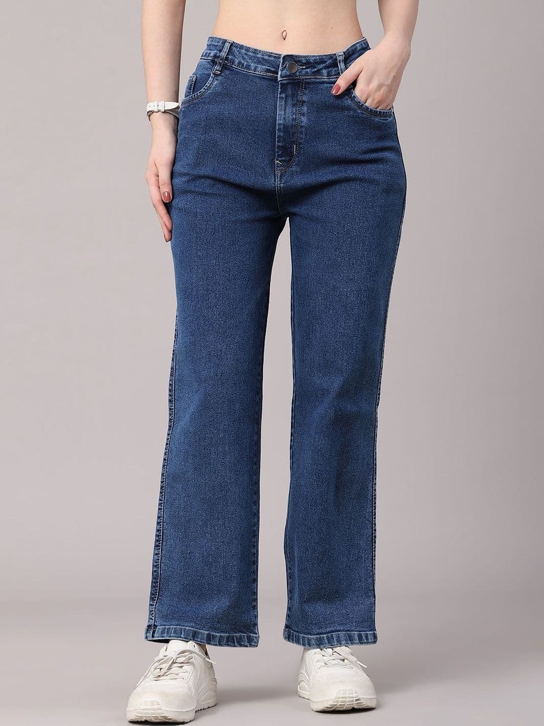 V-Mart Women Straight Fit Mid-Rise Stretchable Jeans - view 1