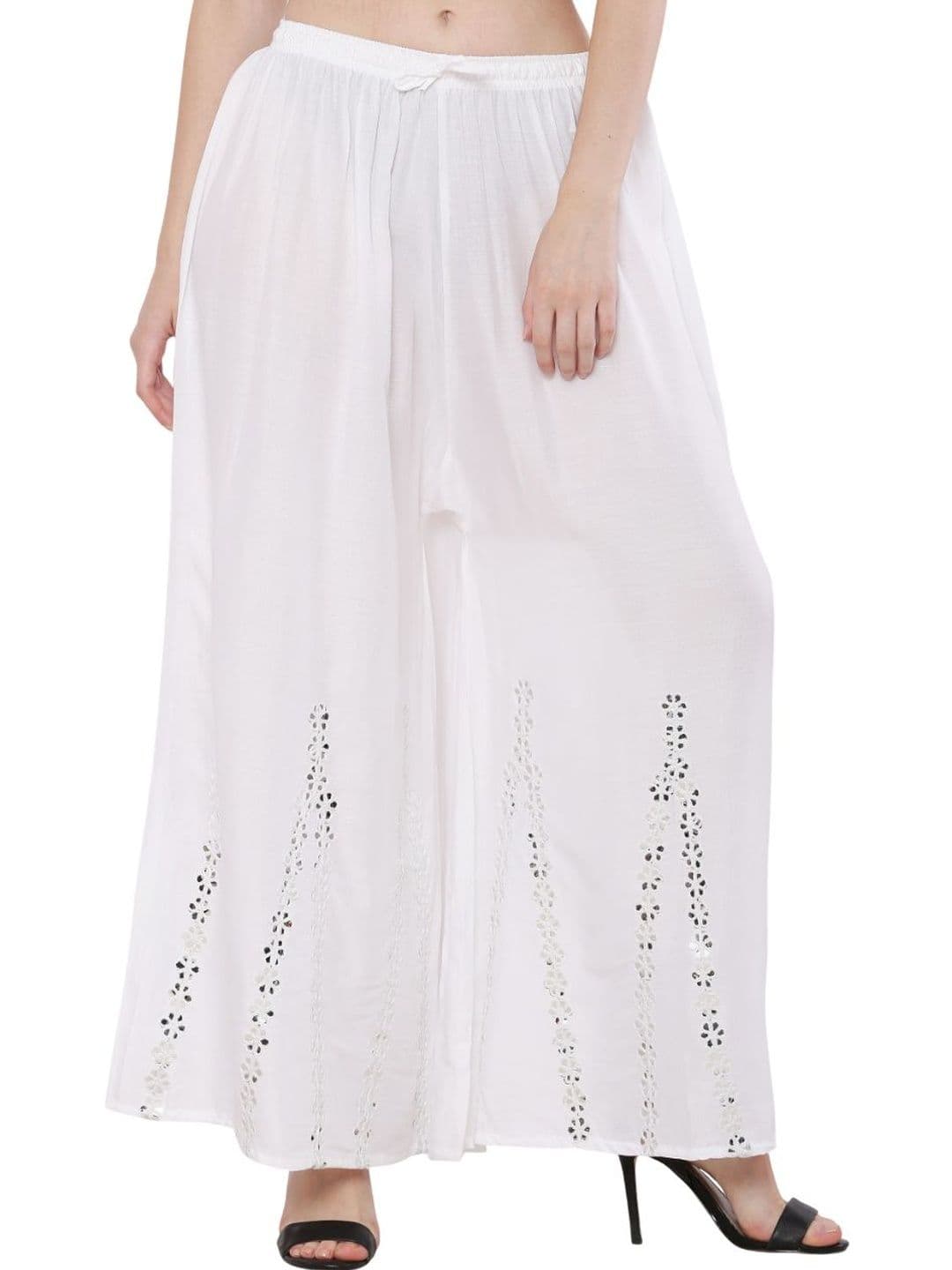 OMAYA Women Embroidered Knitted Ethnic Palazzos - view 1