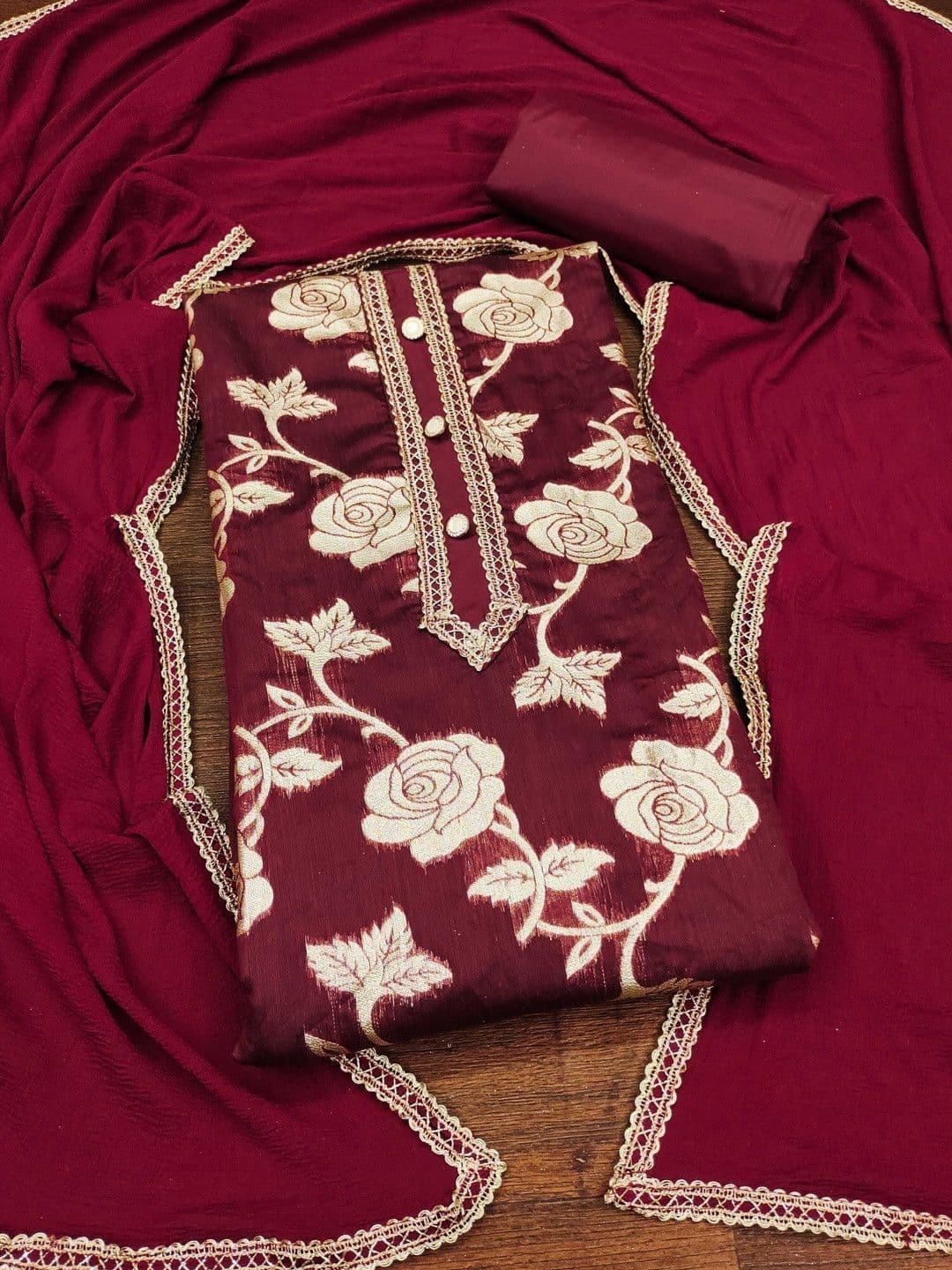 Dhaaga Ghar Embroidered Unstitched Dress Material - view 1