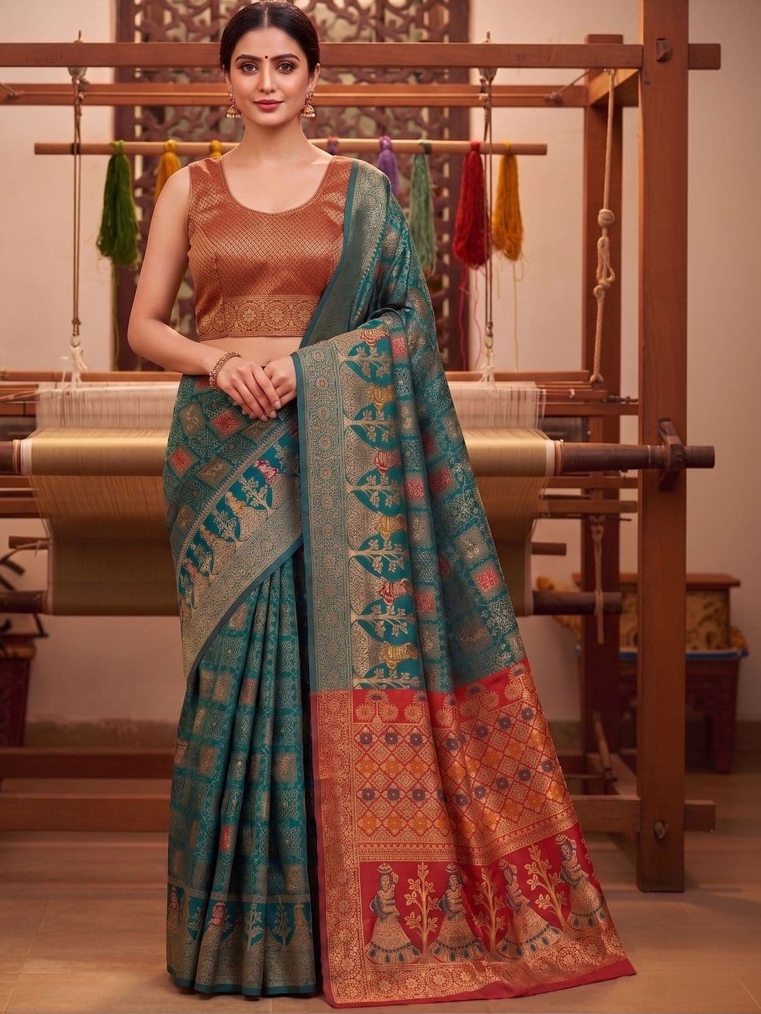 FABLAND Woven Design Zari Silk Blend Banarasi Saree - view 1