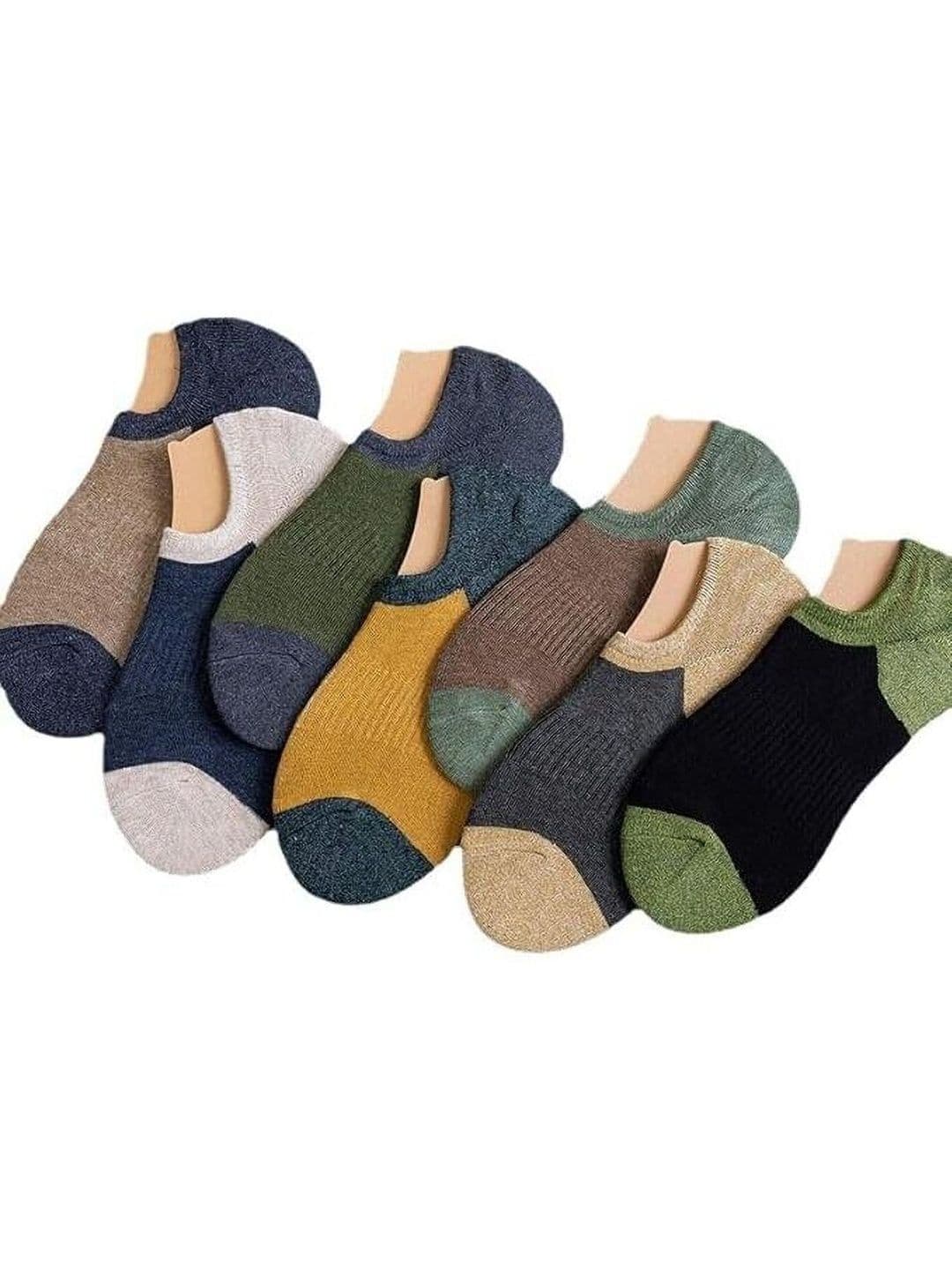 MERCEHIVE Men Pack of 7 Cotton Colourblocked Shoe Liners Socks - view 1