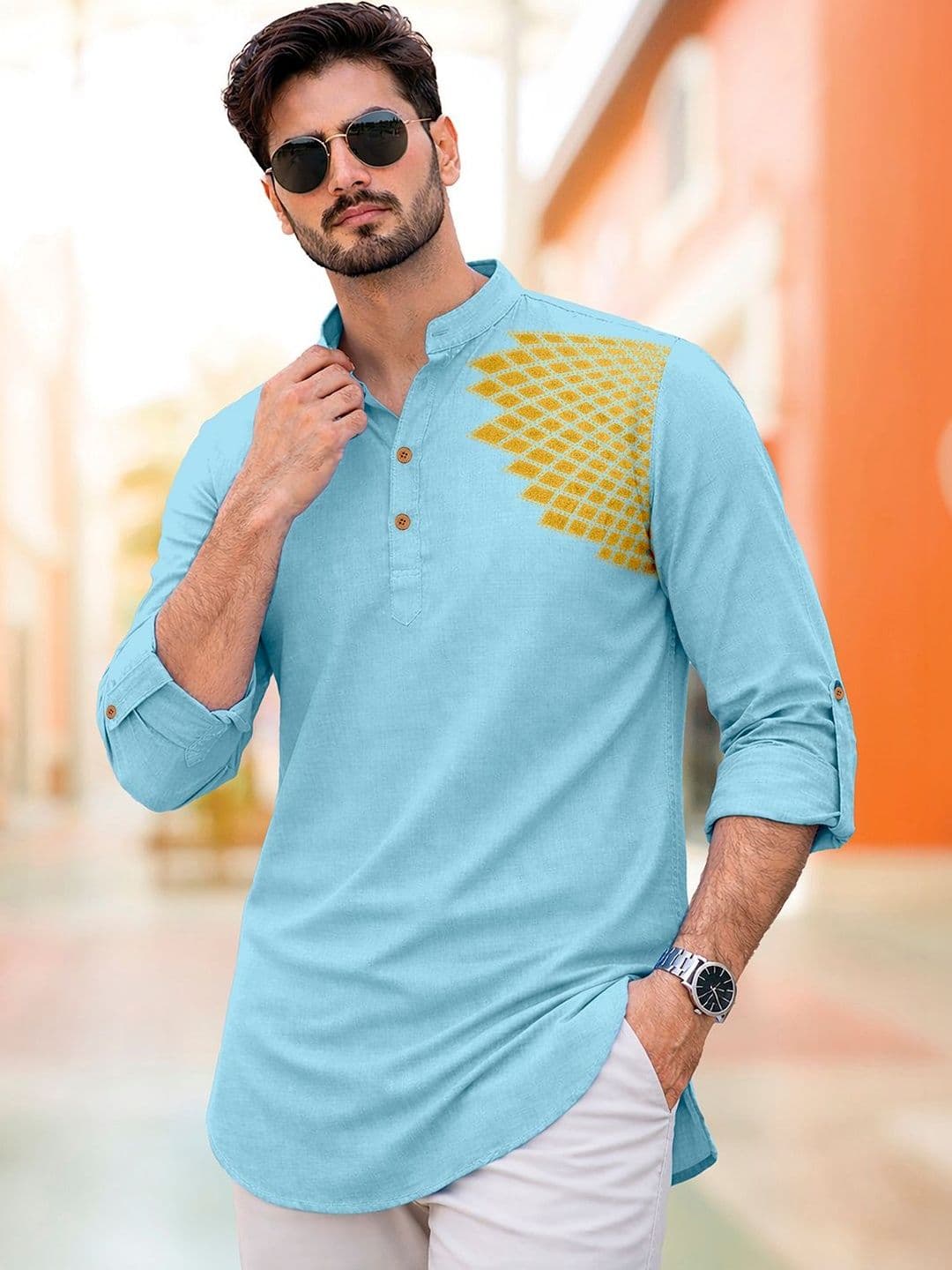 CLOTHING VEDA Men Geometric Printed Kurta - view 1