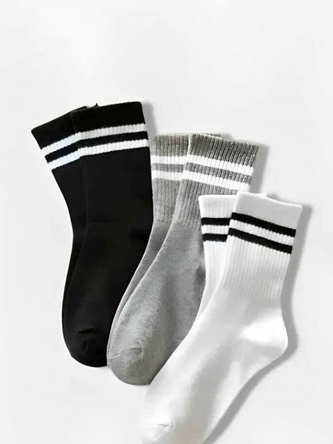 JEMOX Men Pack of 3 Cotton Blend Striped Above Ankle Socks - view 1