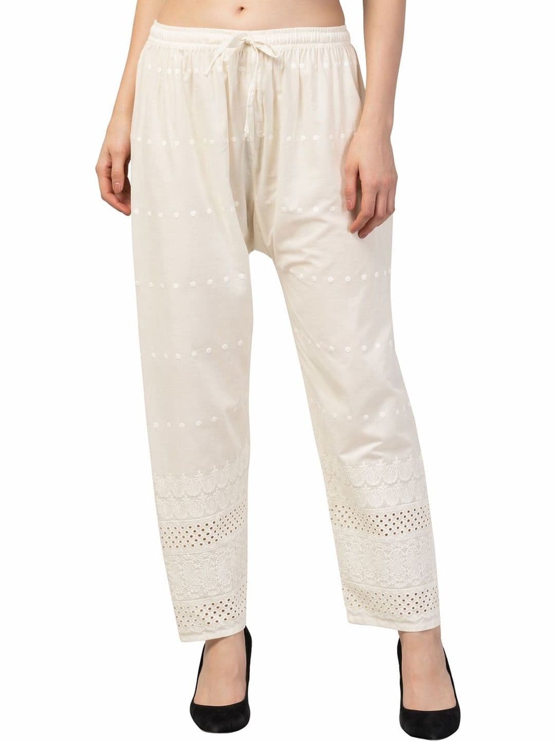 SMASUM Women Embroidered Knitted Ethnic Palazzos - view 1