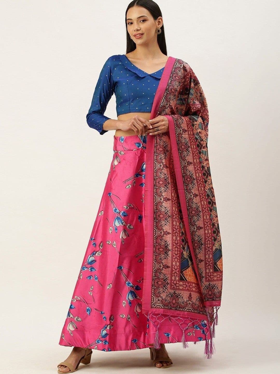 KAHIRAA WHOLETEX Semi-Stitched Lehenga & Unstitched Blouse With Dupatta - view 1