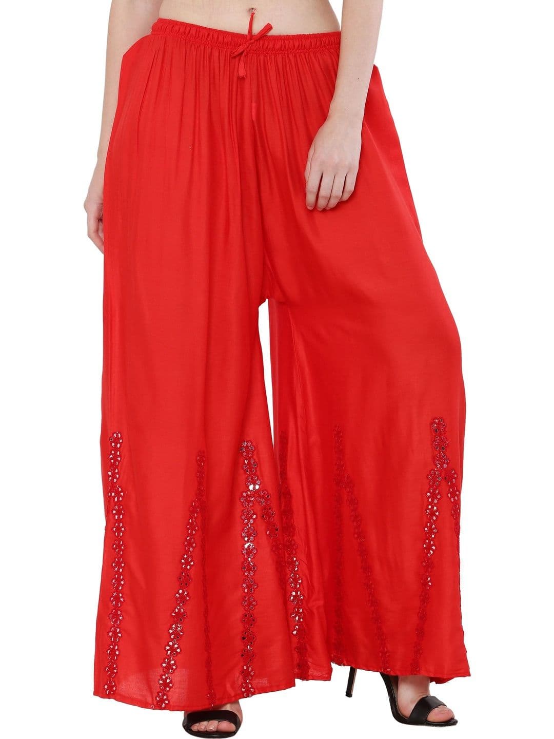 OMAYA Women Embellished Knitted Ethnic Palazzos - view 1