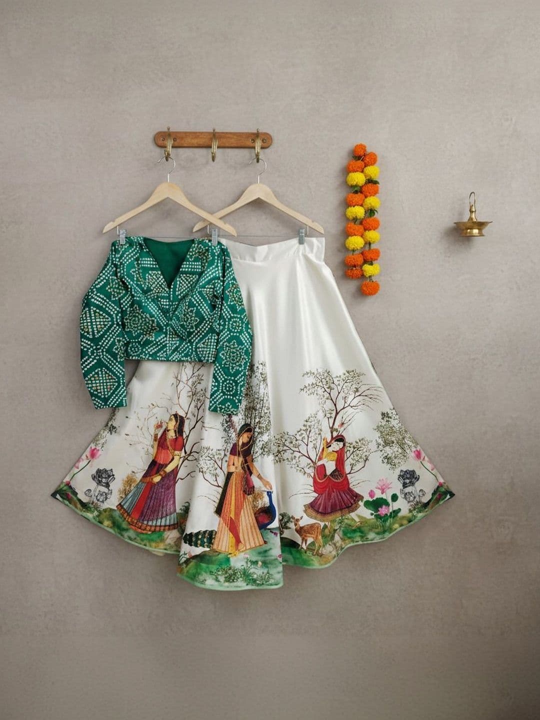 KAHIRAA WHOLETEX Printed Semi-Stitched Lehenga & Unstitched - view 1