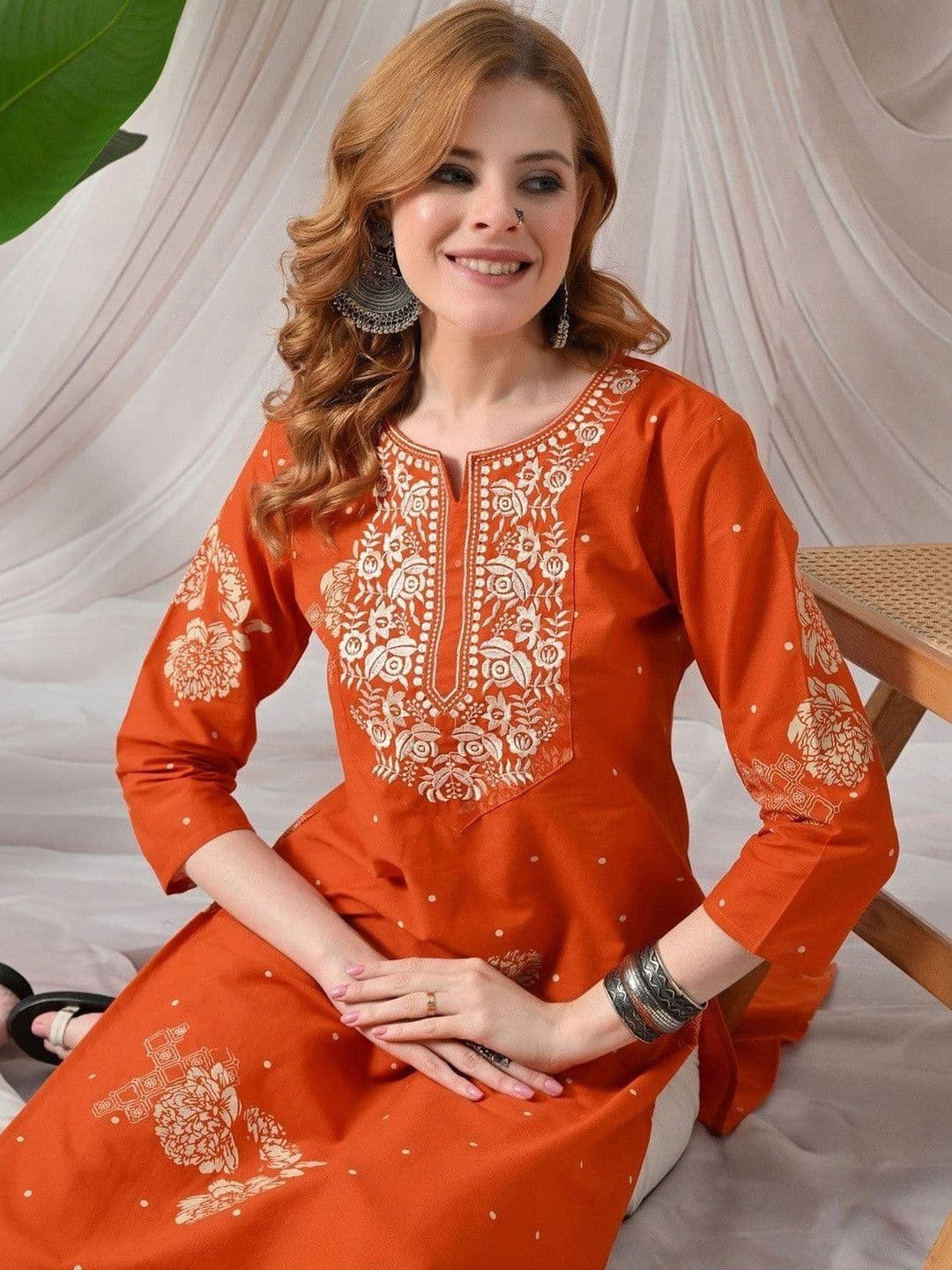 PHYSIL Women Ethnic Motifs Embroidered Thread Work Indie Prints Kurta - view 1
