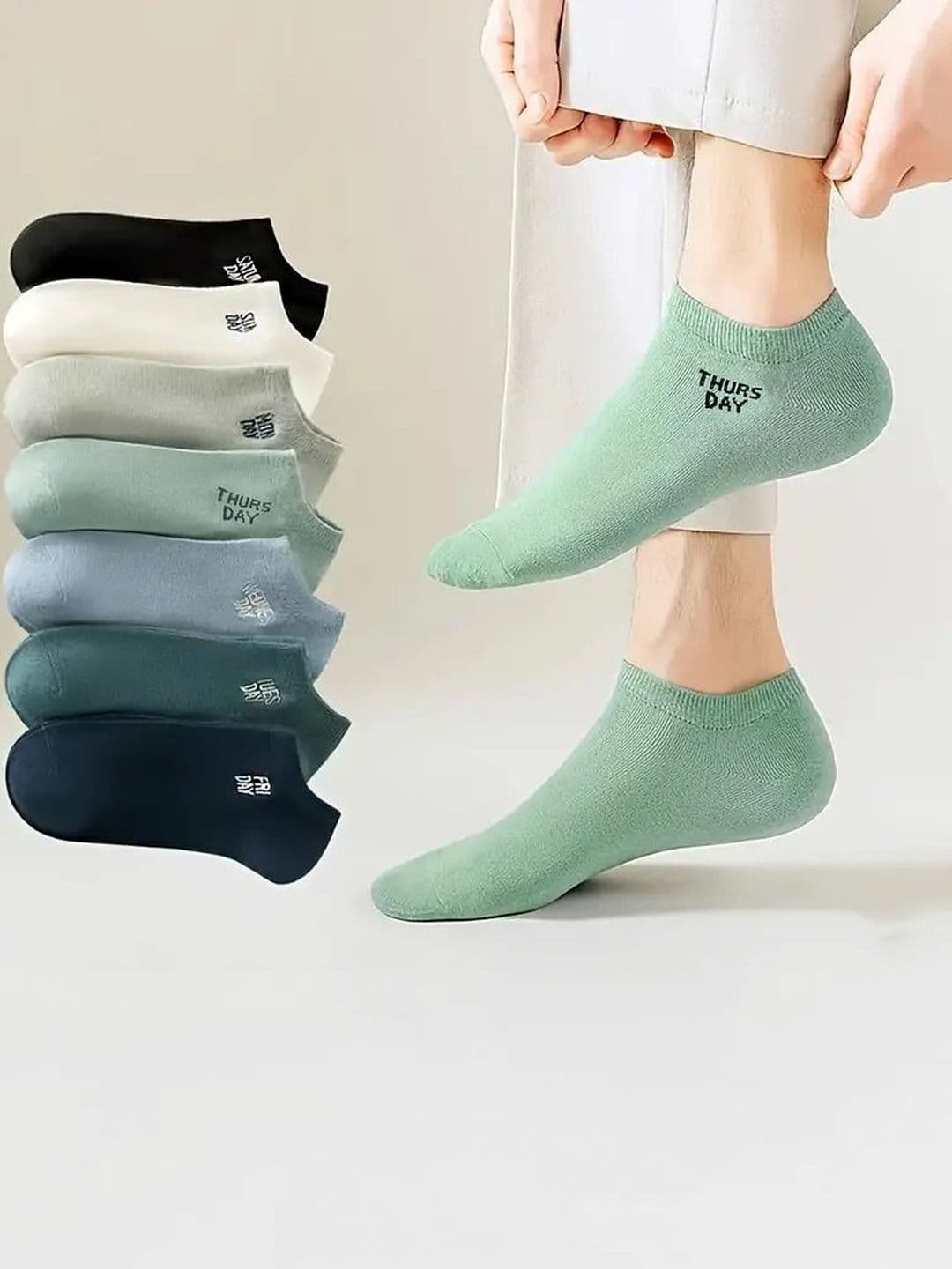 MERCEHIVE Men Pack of 7 Cotton Patterned Ankle Length Socks - view 1