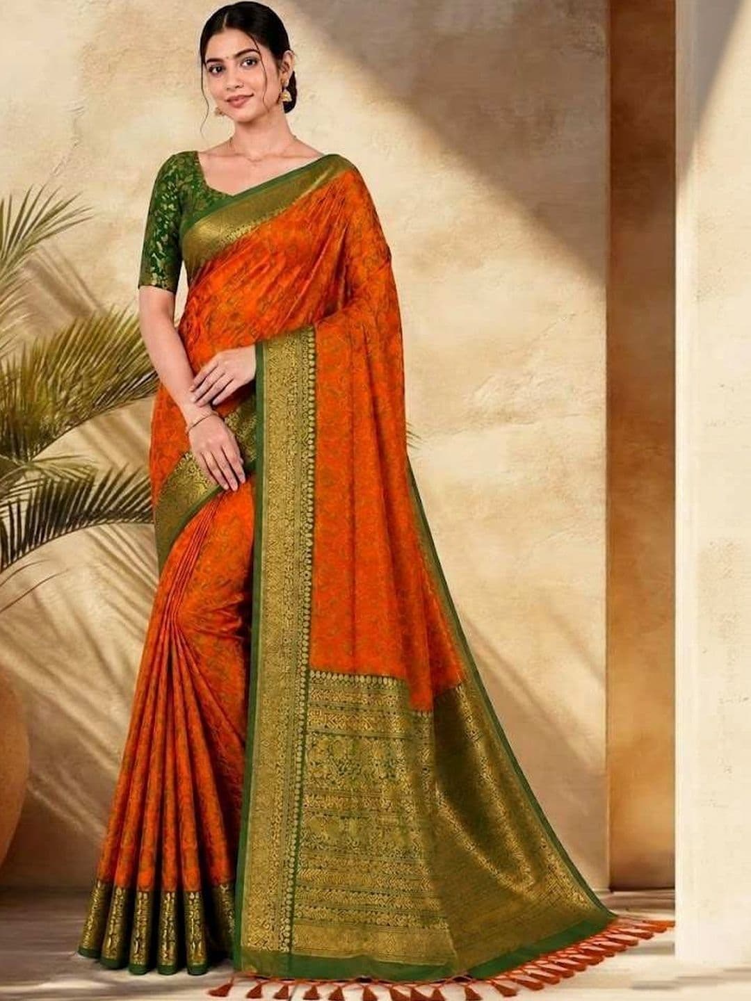 SPEEDY INDIAN Woven Design Zari Silk Blend Kanjeevaram Saree - view 1