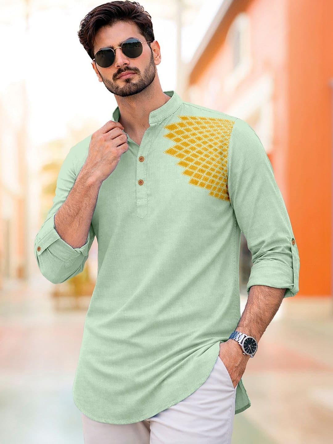 CLOTHING VEDA Men Geometric Printed Kurta - view 1