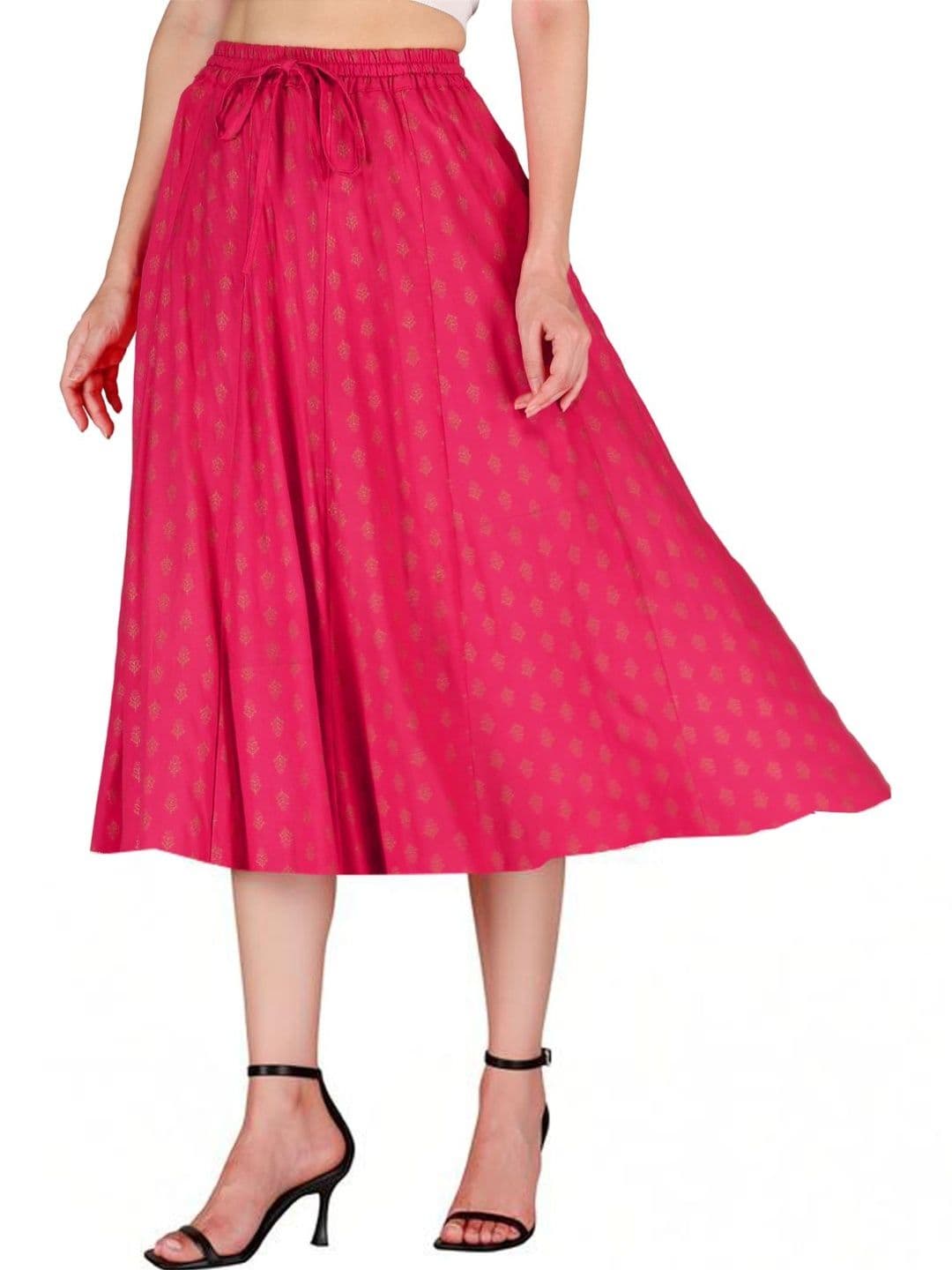 Sttoffa Women Cotton Cambric Knee Length Flared Skirt - view 1