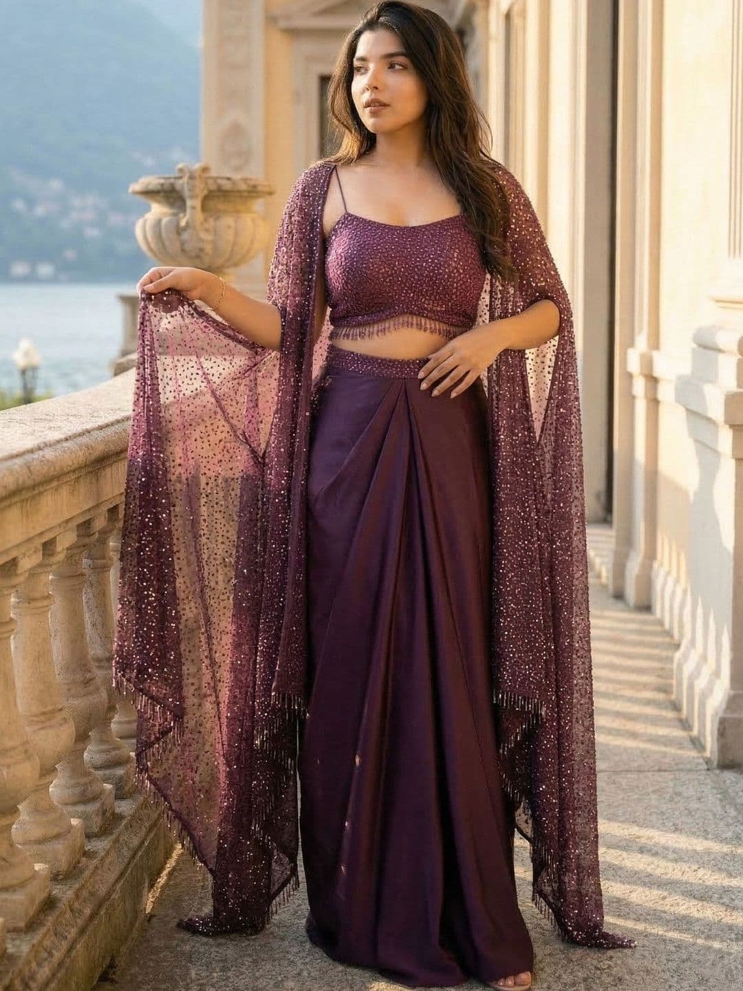 SUPPAR SLEAVE Embellished Sequinned Ready to Wear Lehenga & Blouse With Dupatta - view 1