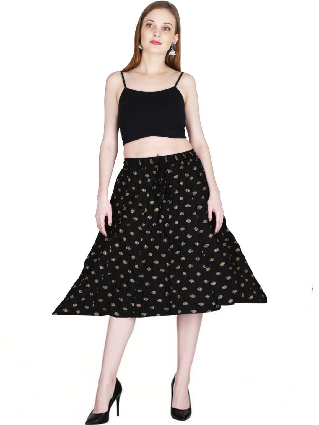 Sttoffa Women Cotton Cambric Abstract Knee Length Flared Skirt - view 1