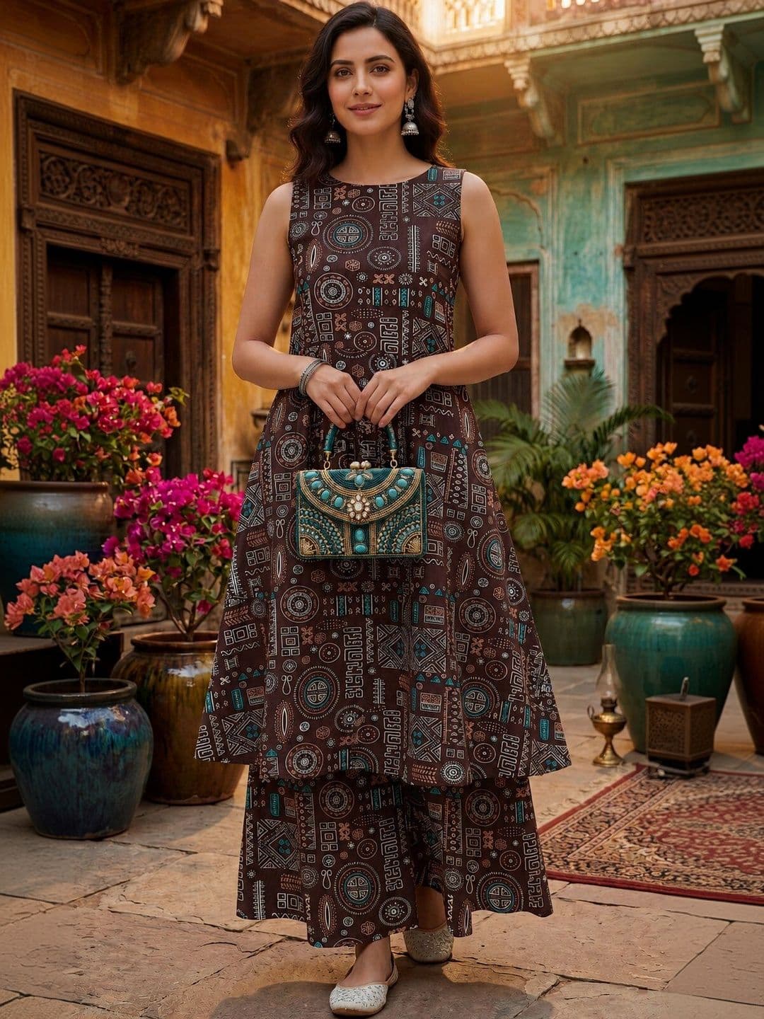 BEEGET FASHION Women Ethnic Motifs Printed Regular Kurta with Palazzos - view 1