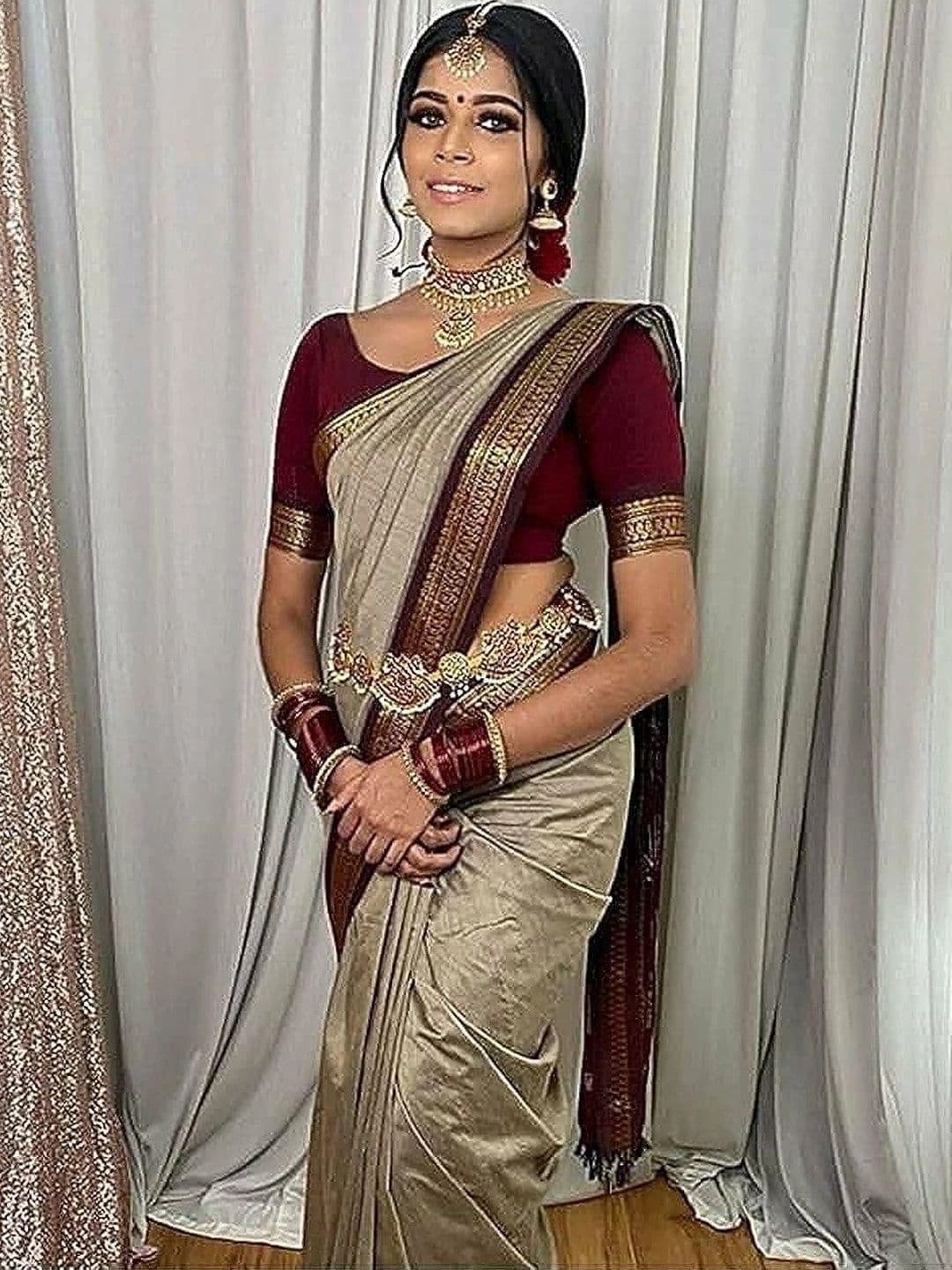AVANTIKA FASHION Woven Design Zari Silk Cotton Kanjeevaram Saree - view 1