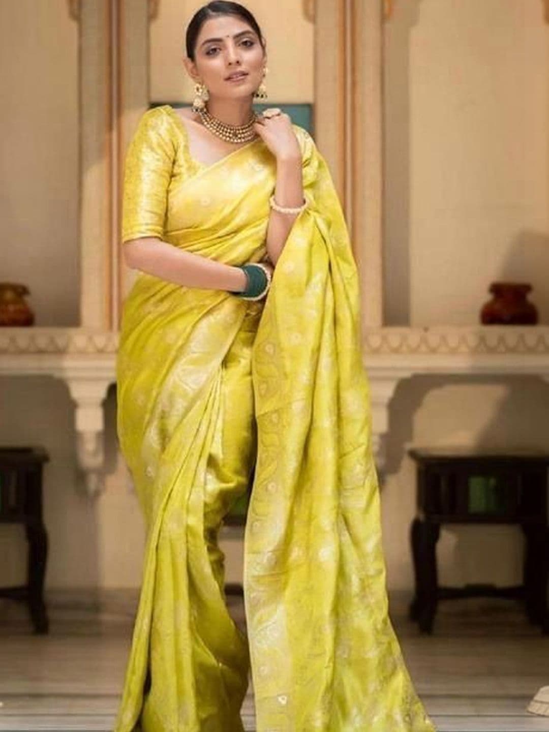 MISHRI TEX FAB Woven Design Zari Art Silk Designer Kanjeevaram Saree - view 1