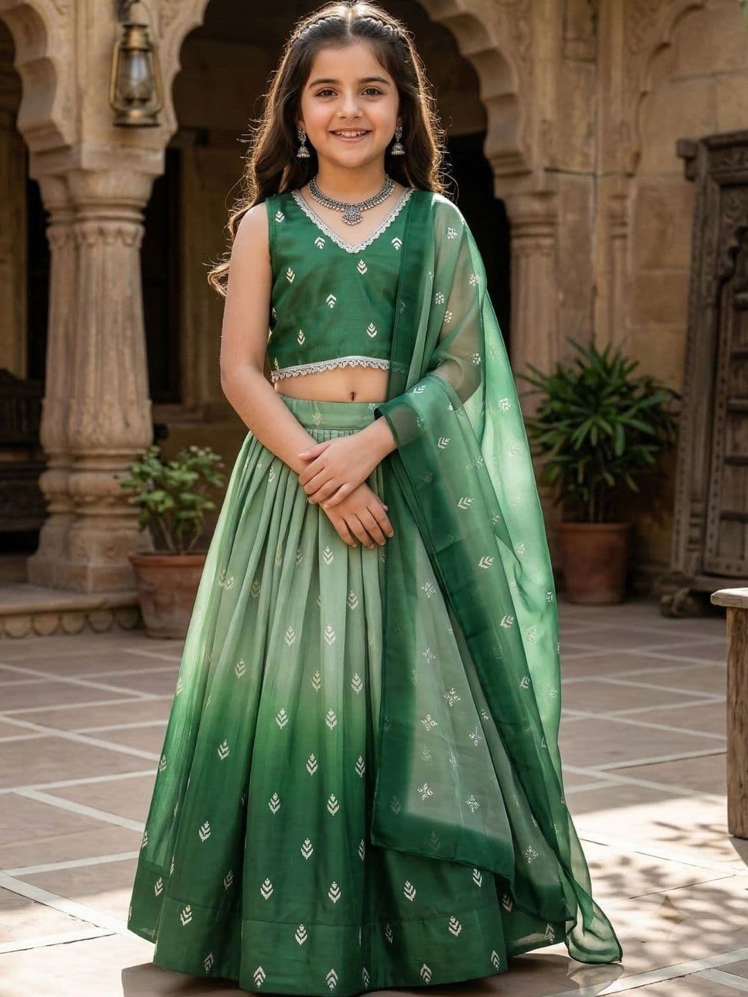 KALINI Girls Printed Ready to Wear Lehenga & Blouse With Dupatta - view 1
