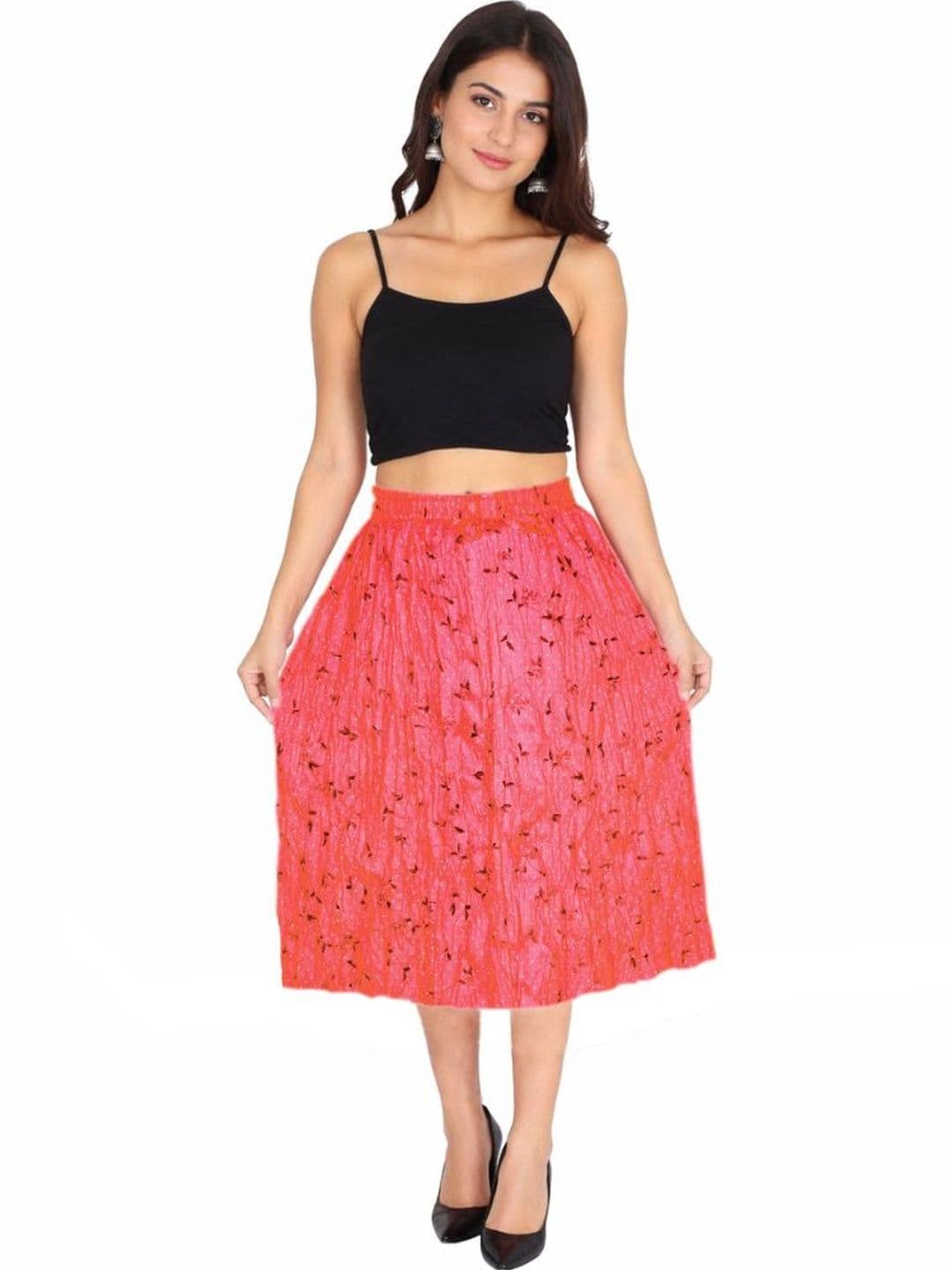 Sttoffa Women Cotton Cambric Micro or Ditsy Print Knee Length Flared Skirt - view 1