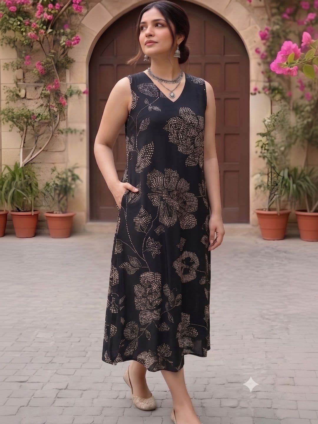 PIMU Floral Print A-Line Maxi Dress - view 1