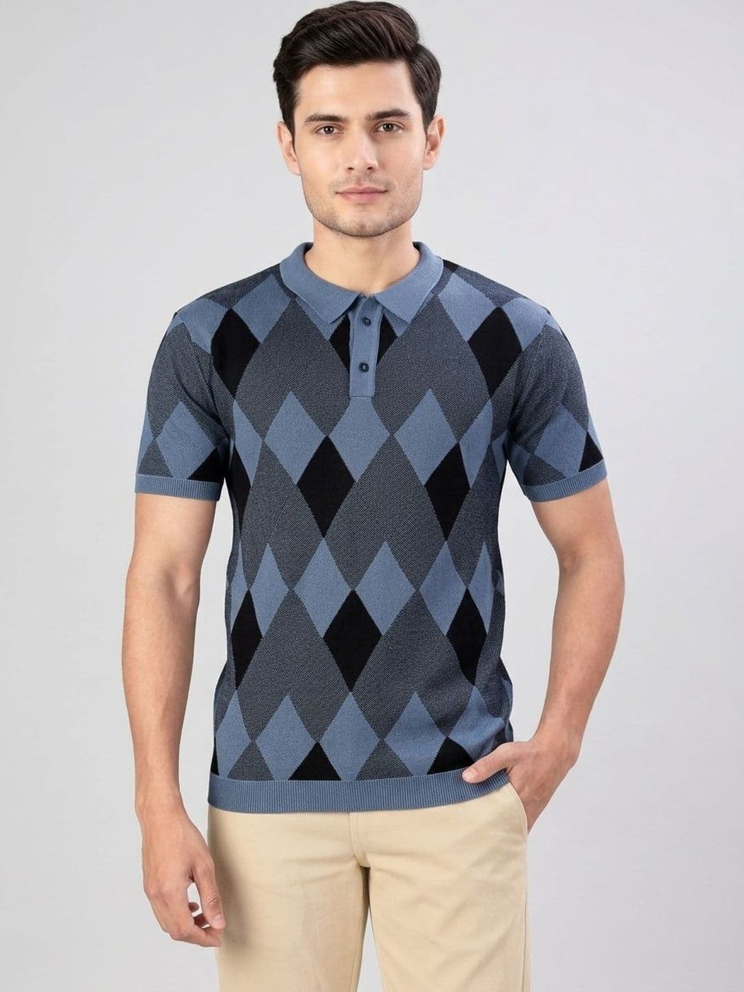 HERE&NOW Men Printed Polo Collar T-shirt - view 1