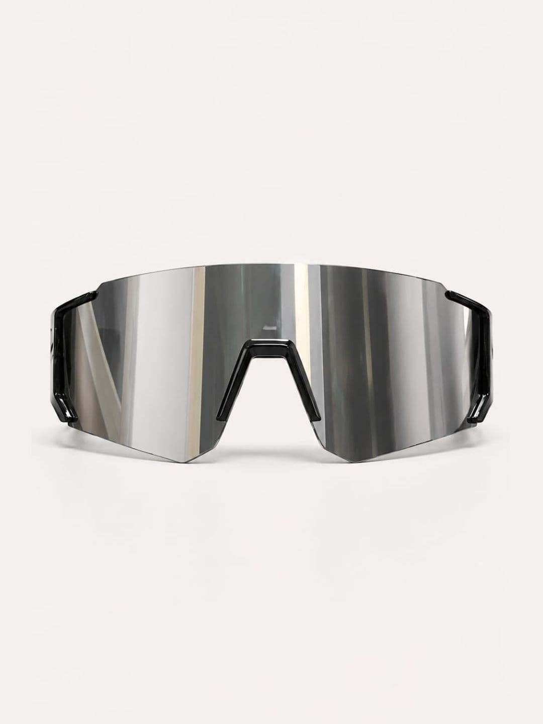SPADEACES Unisex Mirrored Lens & Black Shield Sunglasses with - view 1