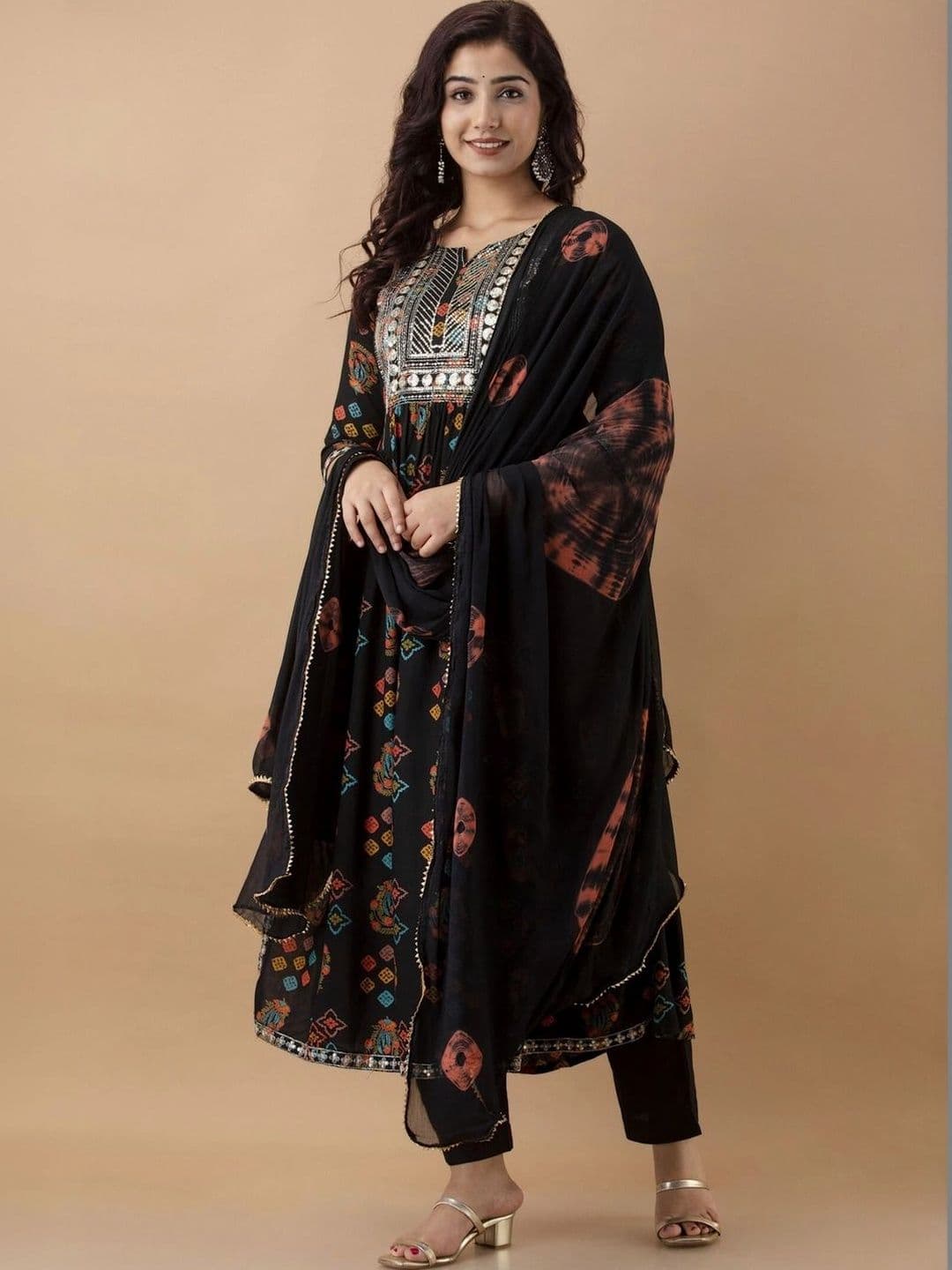Moda Rapido Women Ethnic Motifs Printed Empire Sequinned Kurta with Trousers & With Dupatta - view 1