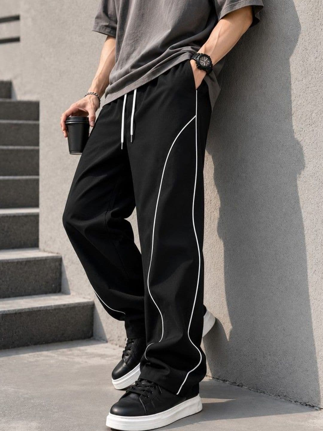 Netclick Men Straight Fit Colourblocked Track Pants - view 1