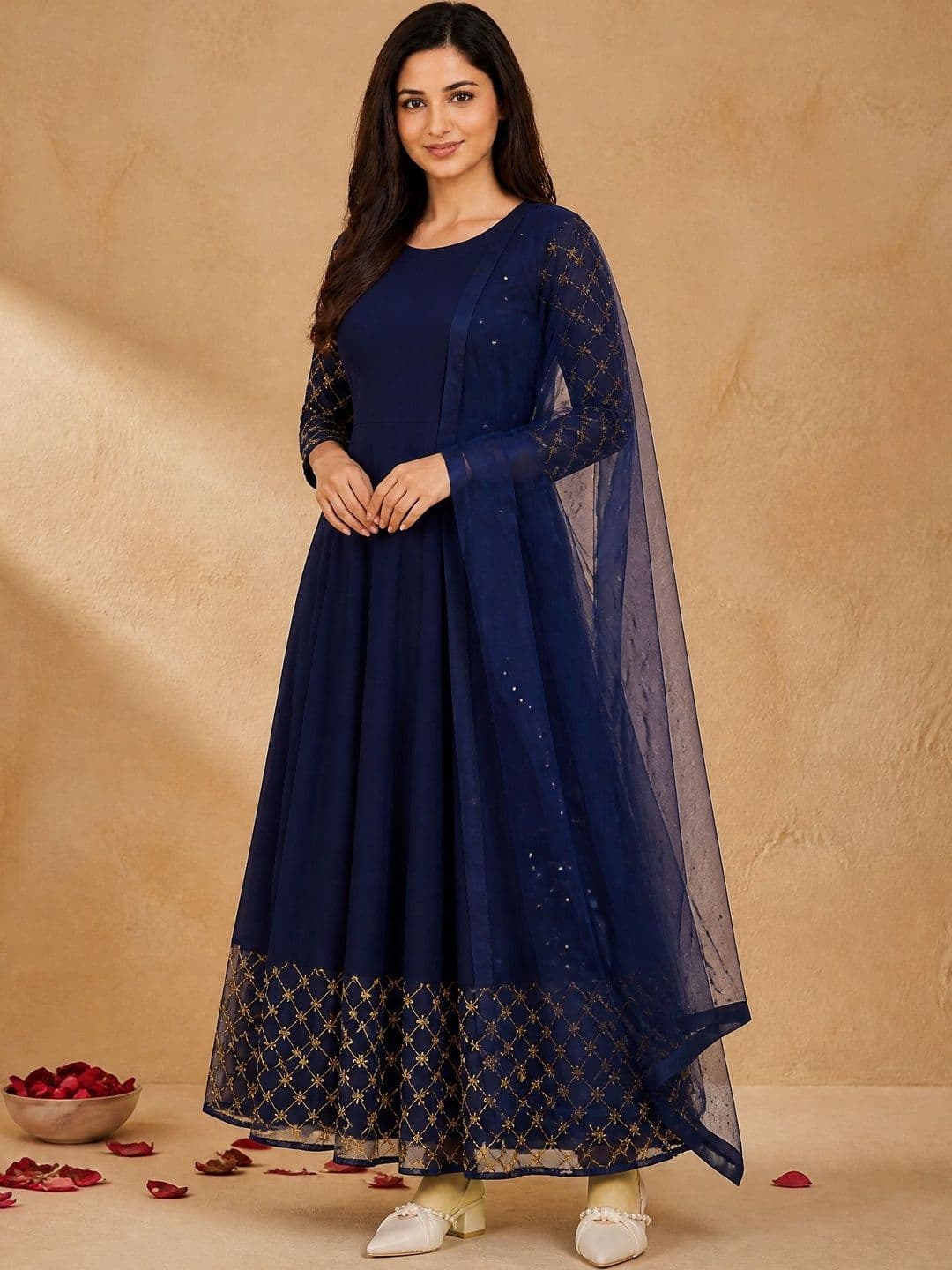 Moda Rapido Embroidered Round Neck A-Line Anarkali Ethnic Dresses - view 1