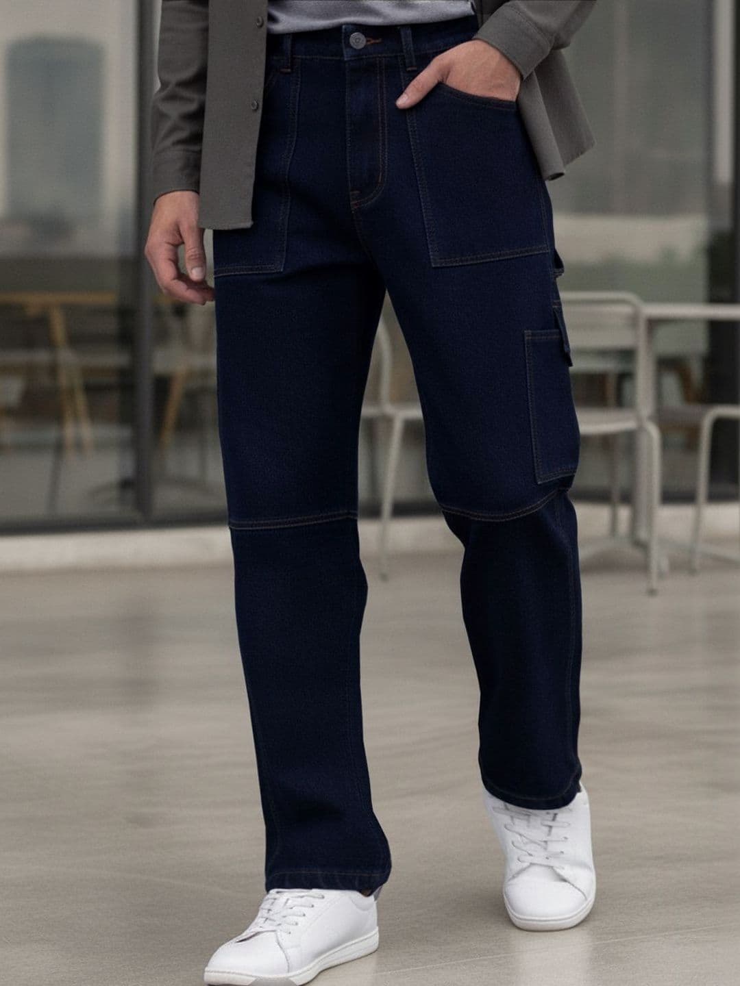 Urbano Fashion Washed Cargo Relaxed Fit Jeans - view 1
