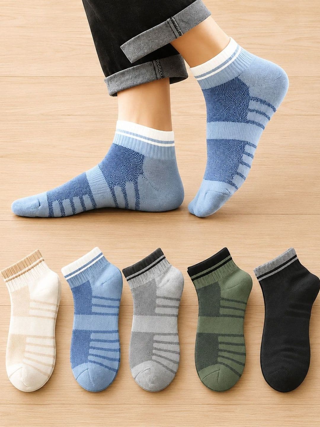 Sloxie Unisex Pack of 5 Cotton Patterned Ankle Length Socks - view 1